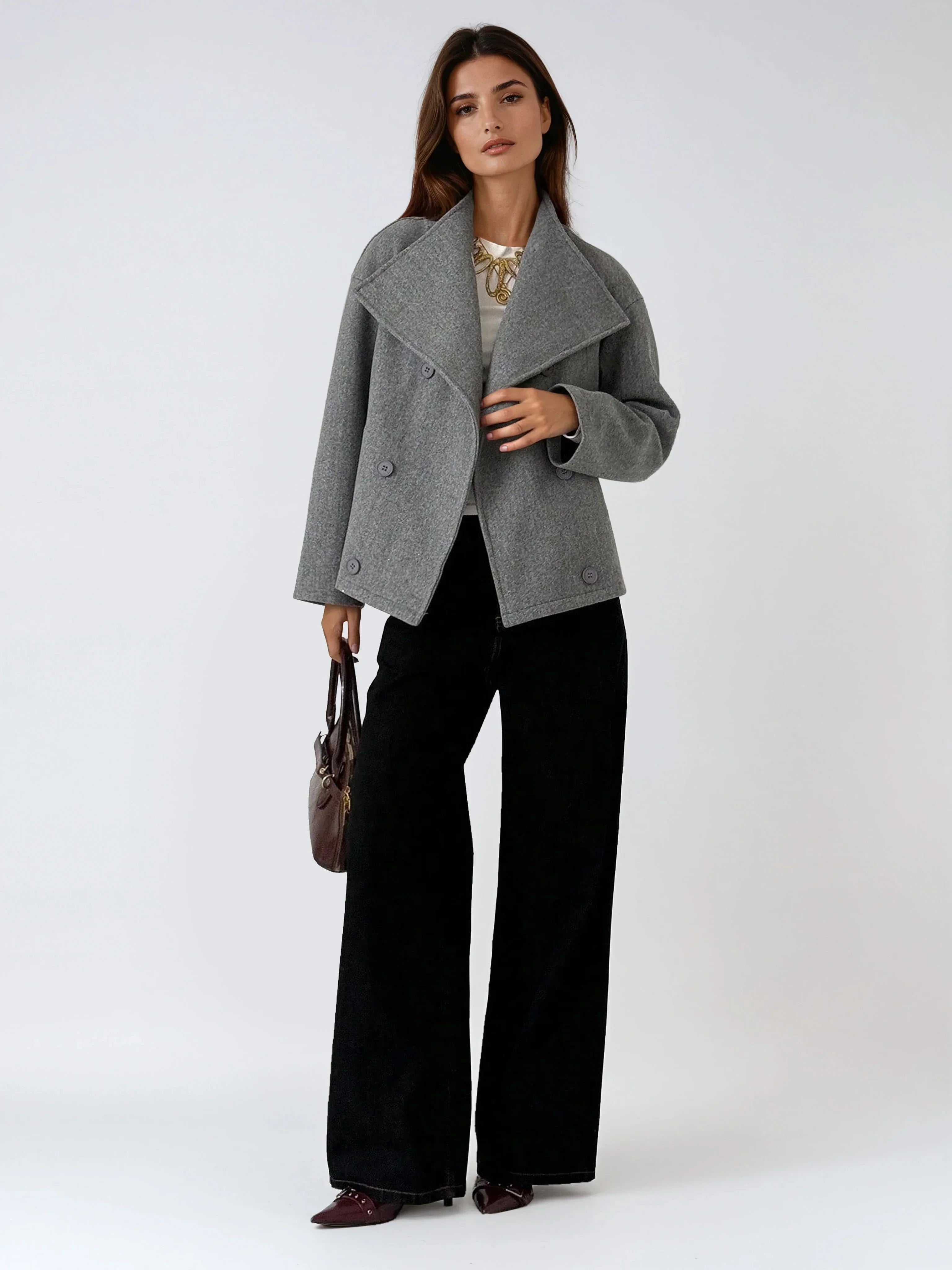 Selenay | Double breasted overcoat with pockets