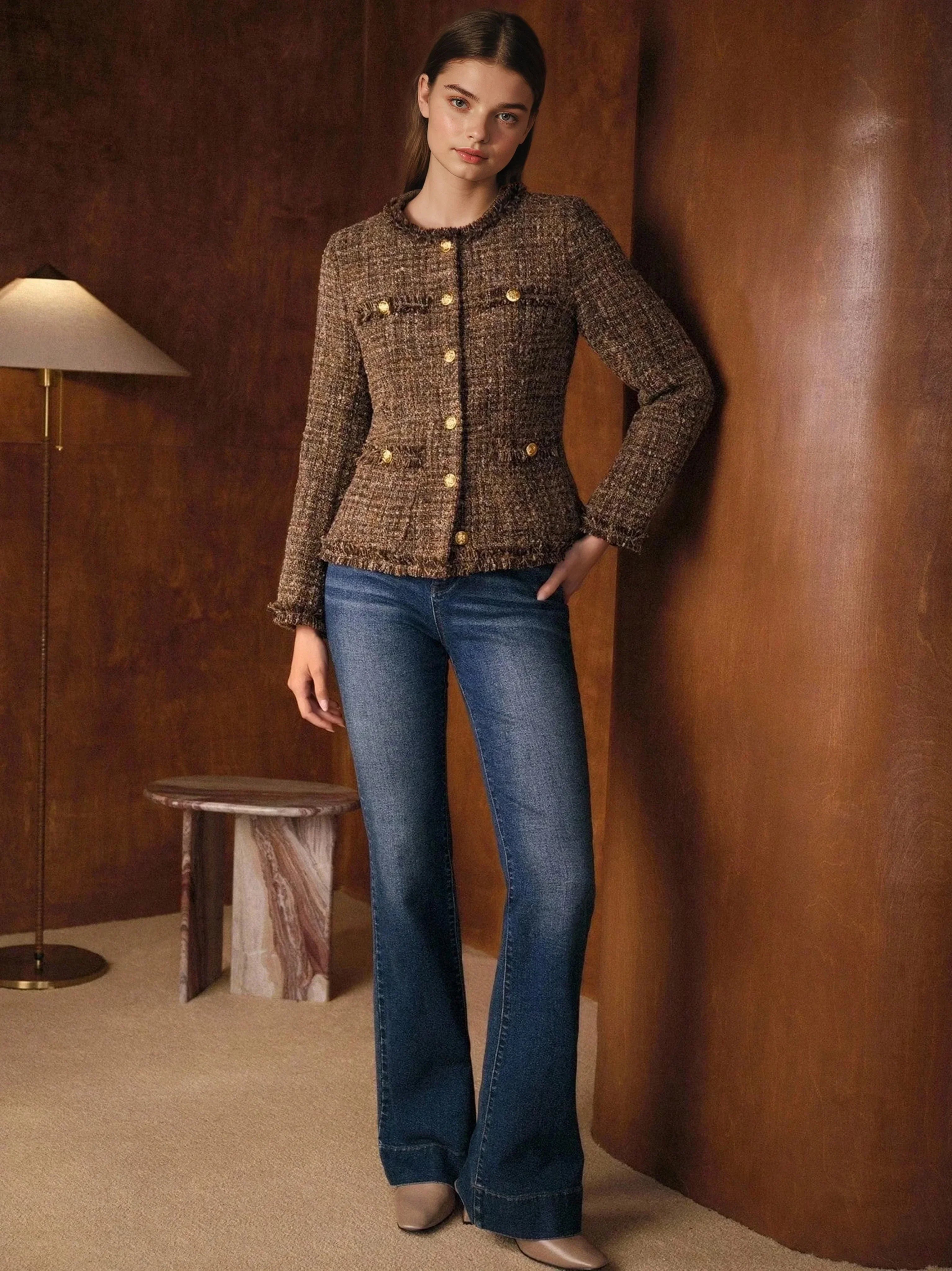 Salisa | Lined tweed knit cardigan