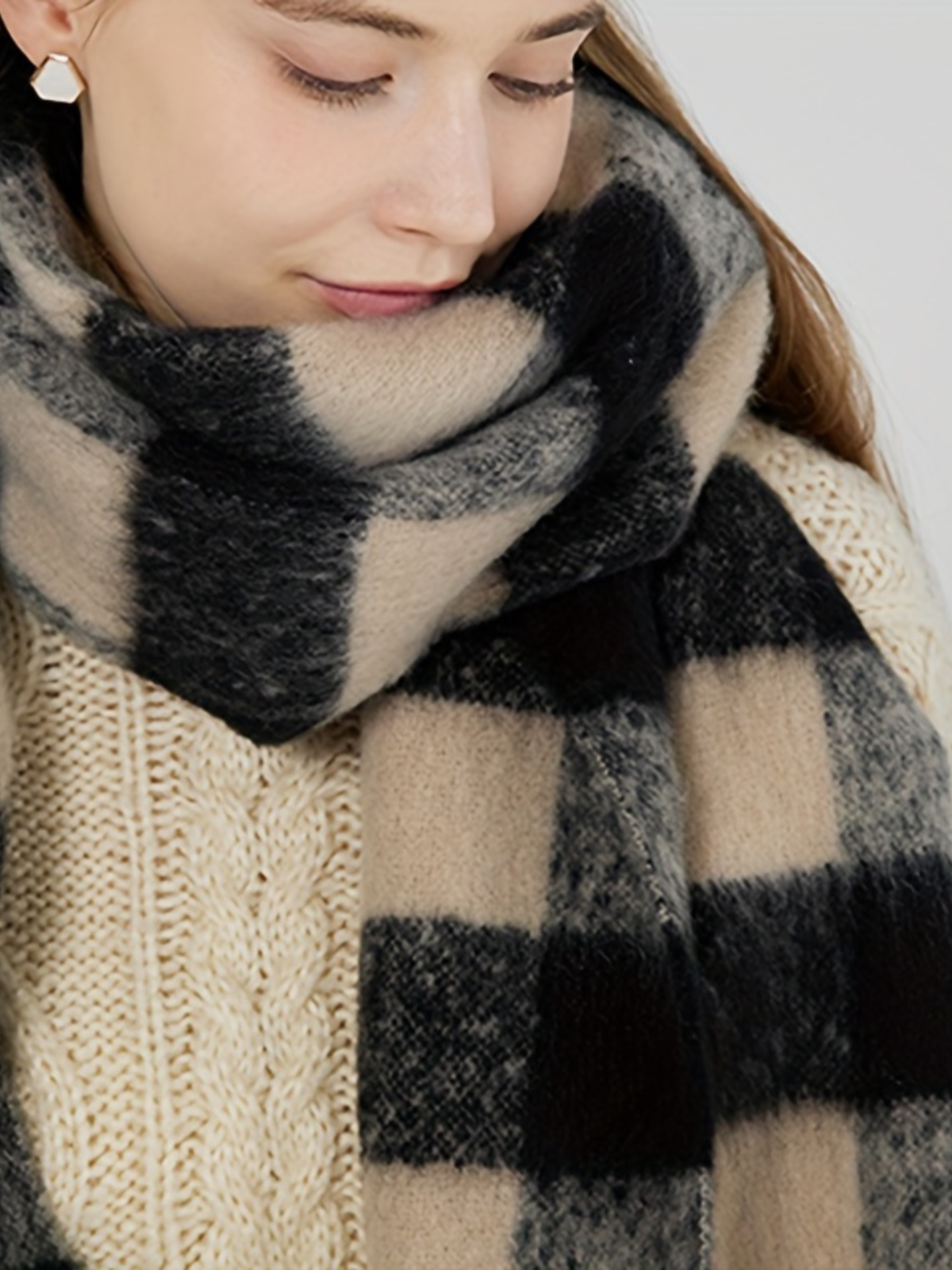 Vintage Ruit Cozy Sjaal