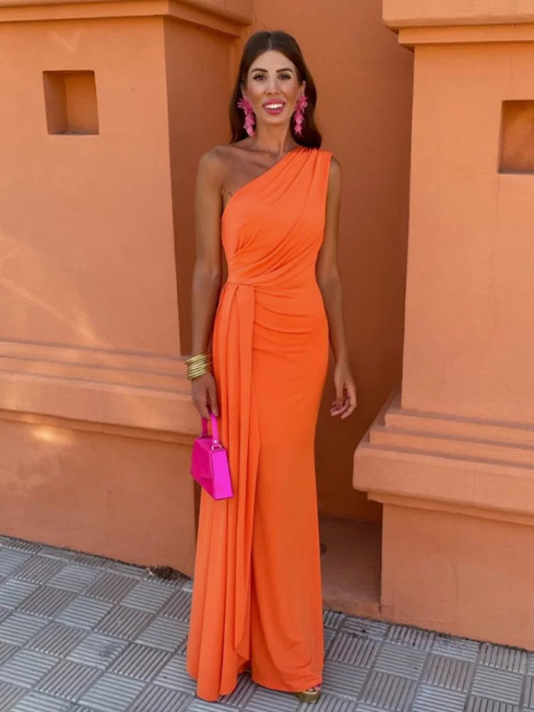 Lia | One‑shoulder maxi-jurk