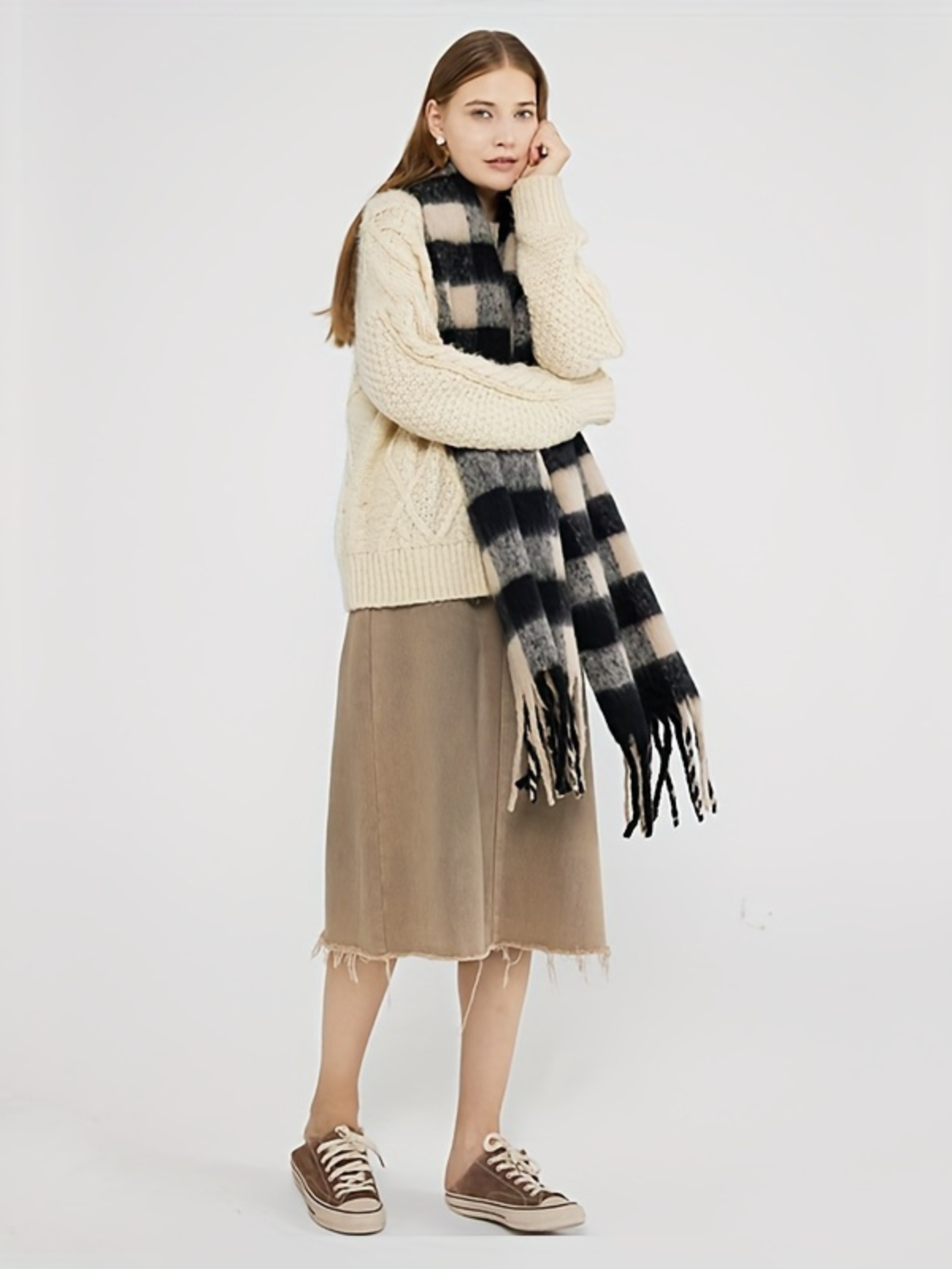 Vintage Ruit Cozy Sjaal