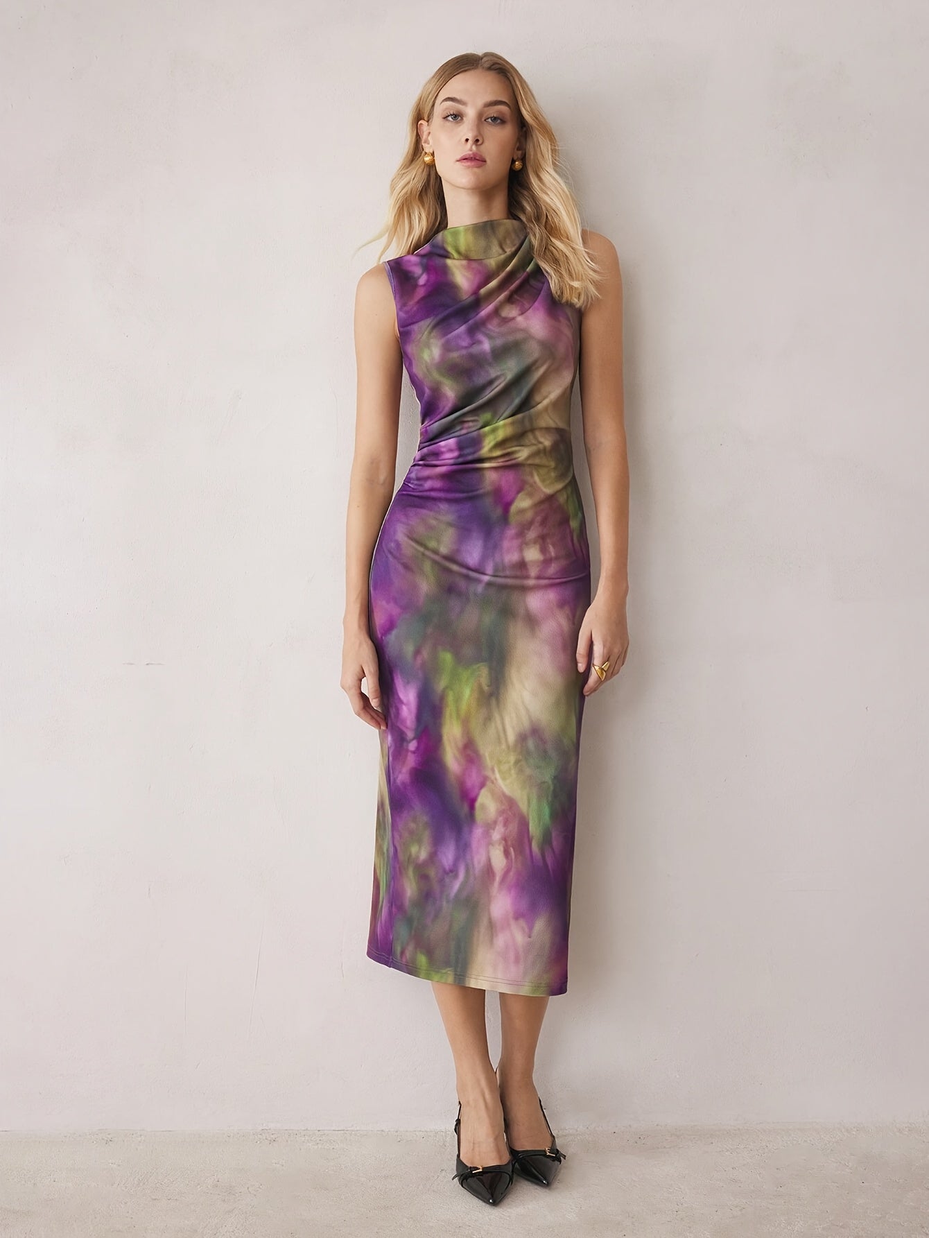 Tessy | Midi jurk met tie-dye print