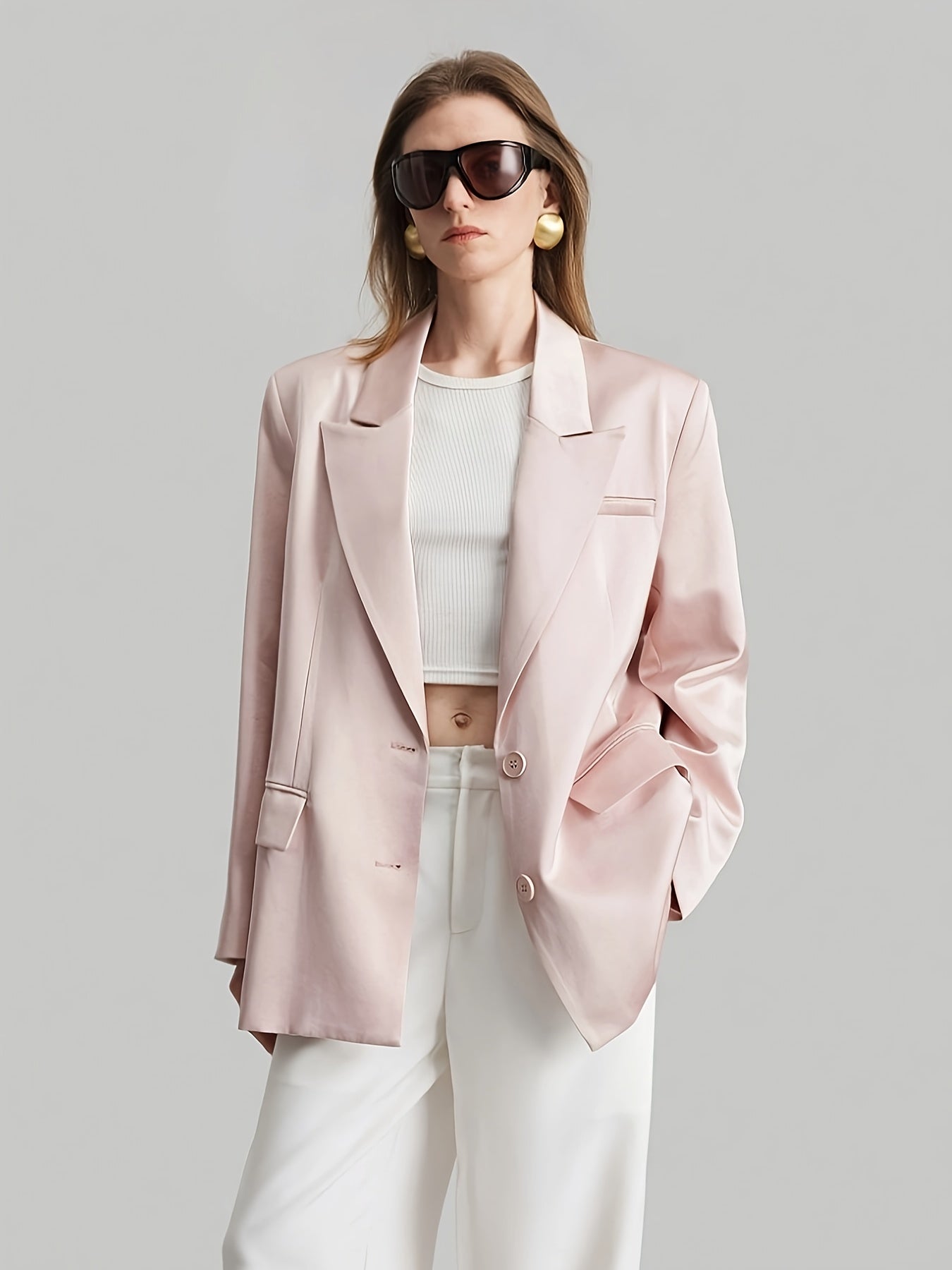 Cayley | Pink satin blazer