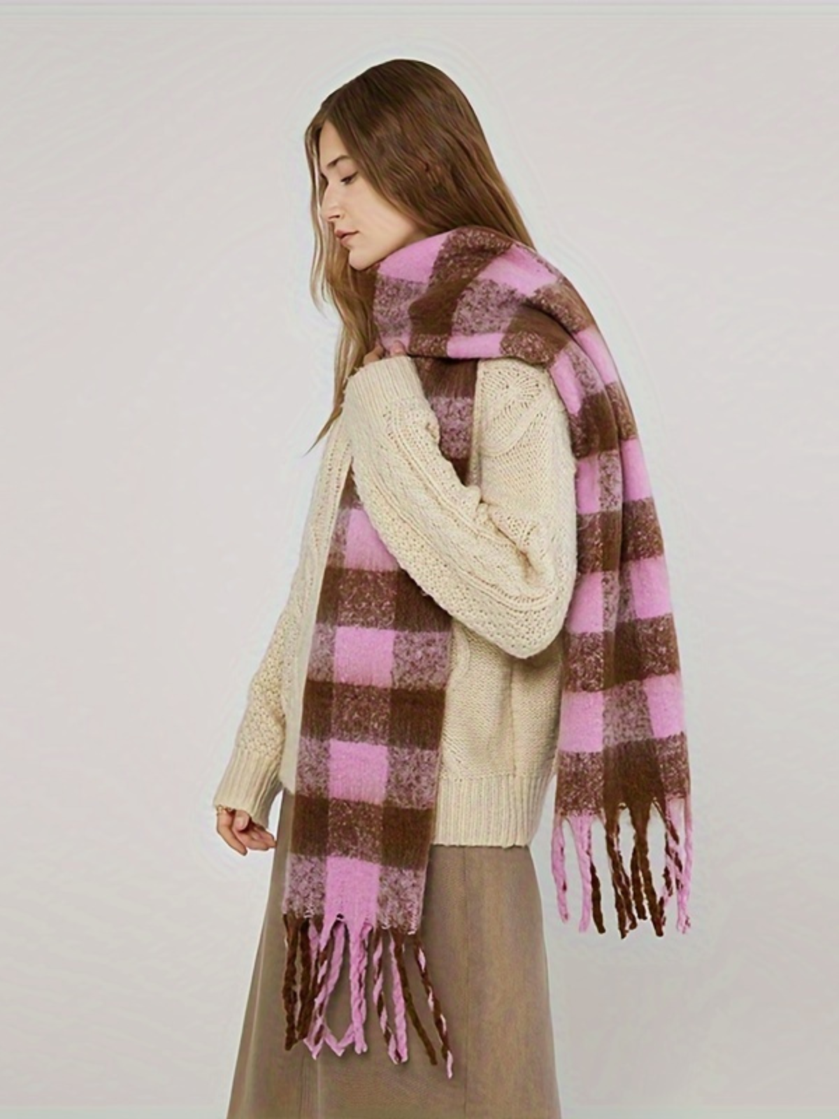 Vintage Ruit Cozy Sjaal