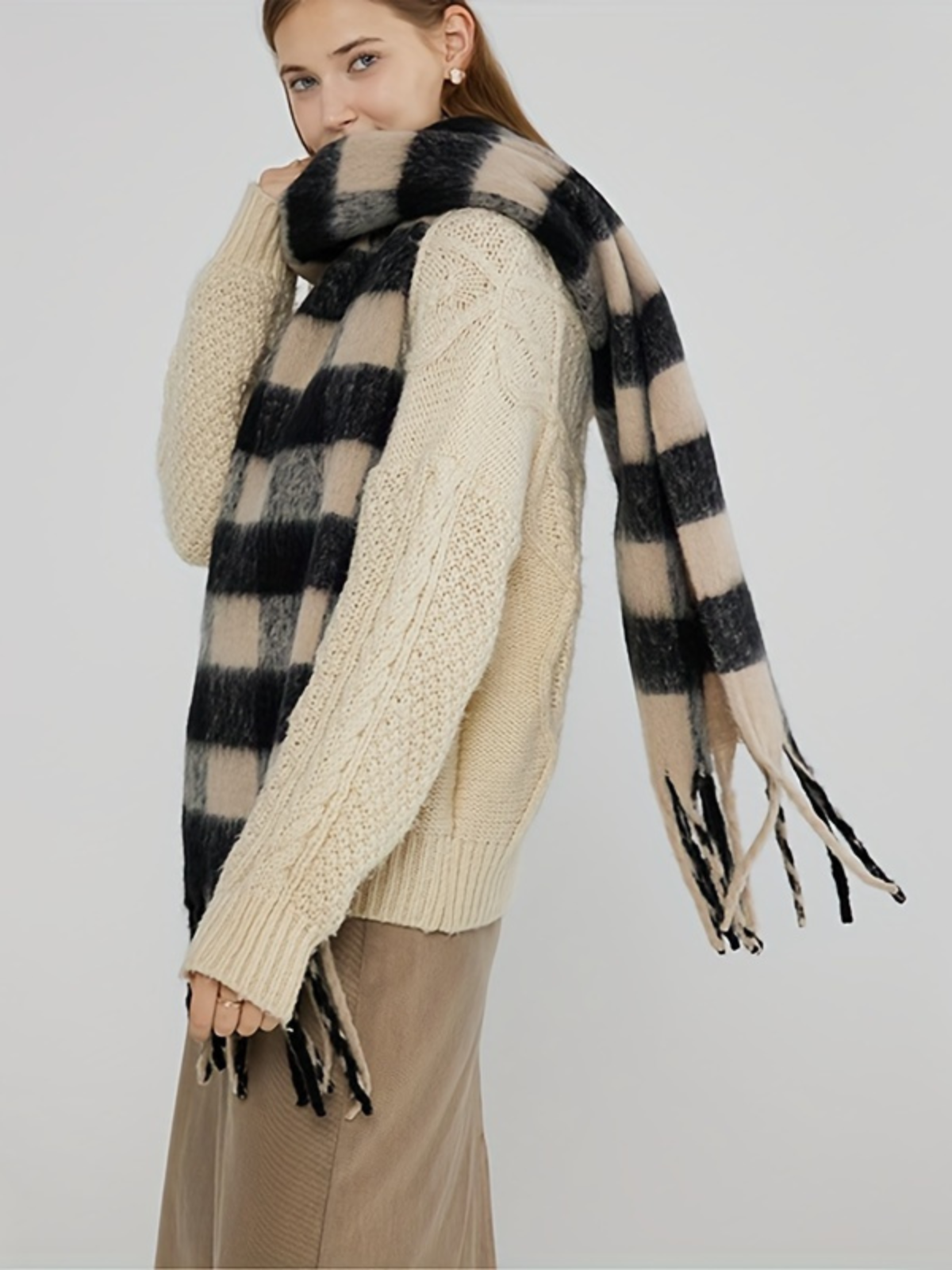 Vintage Ruit Cozy Sjaal