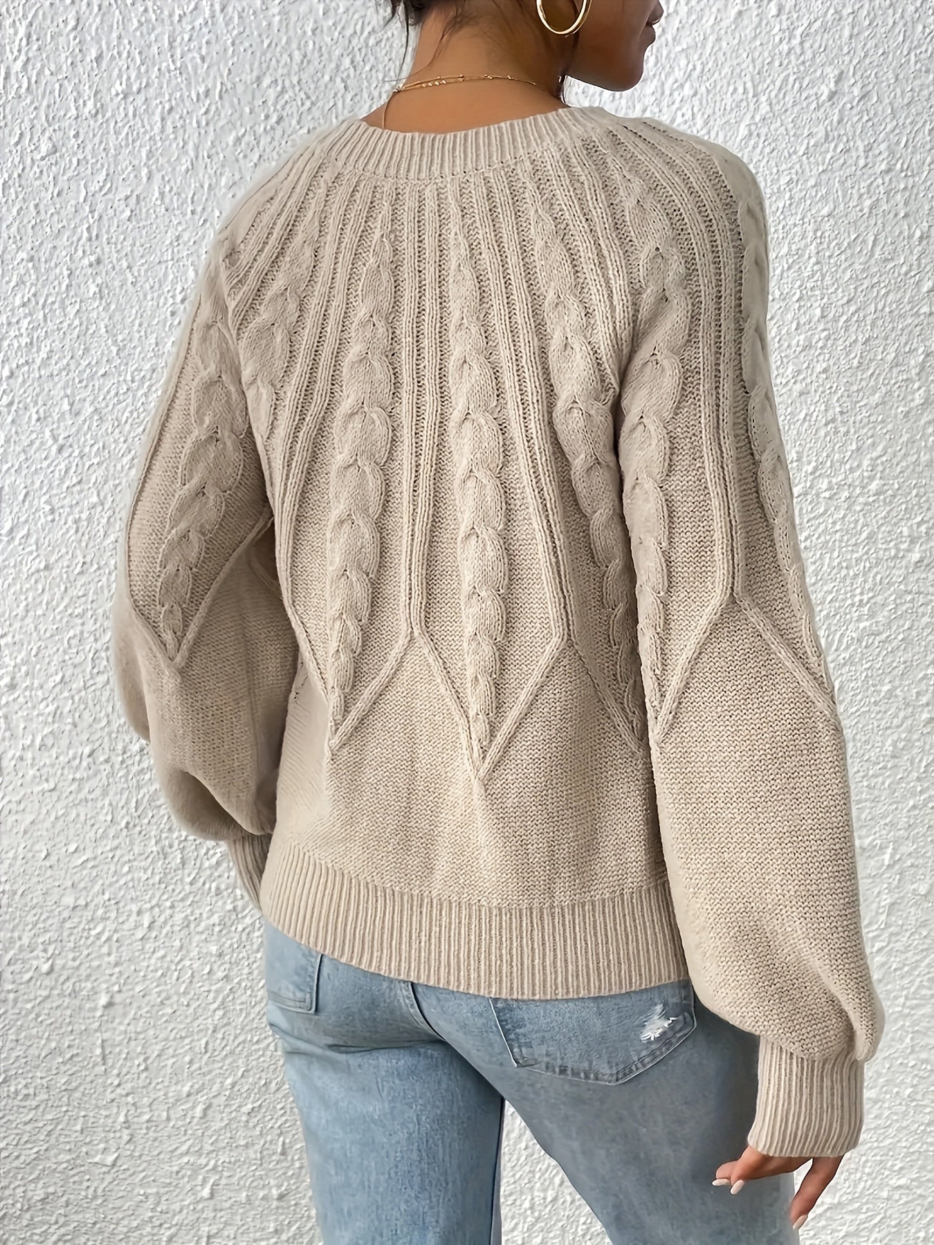 Kimber | cable-knit jumper with lantern sleeves