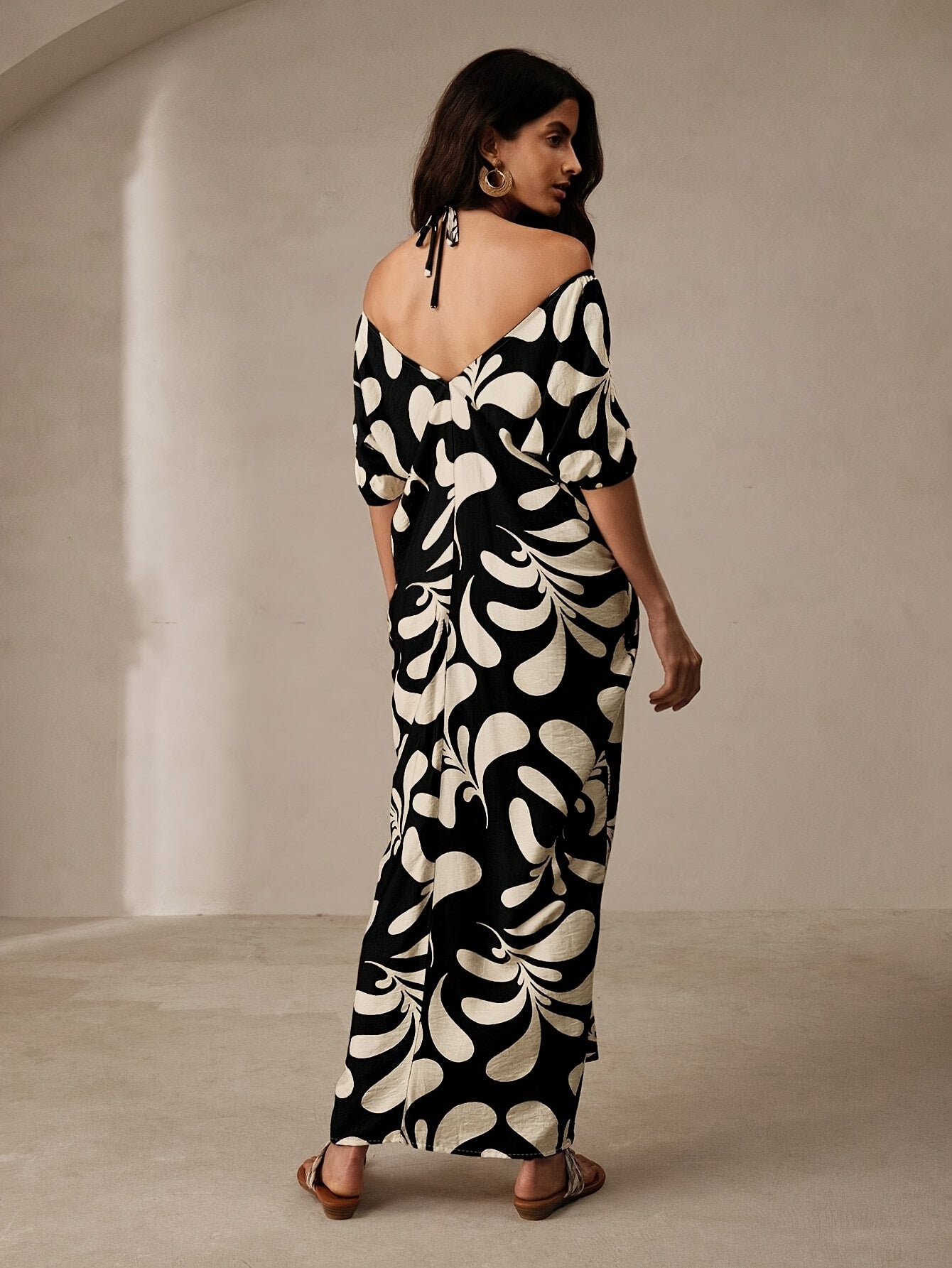 Isla | Maxi jurk met bladprint