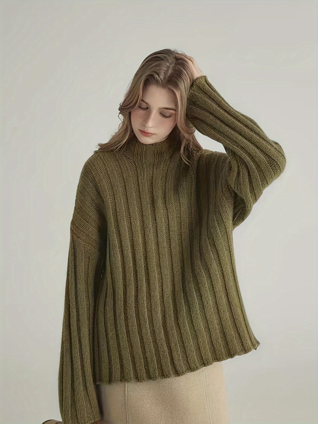 Wijde Trui met ribdetail