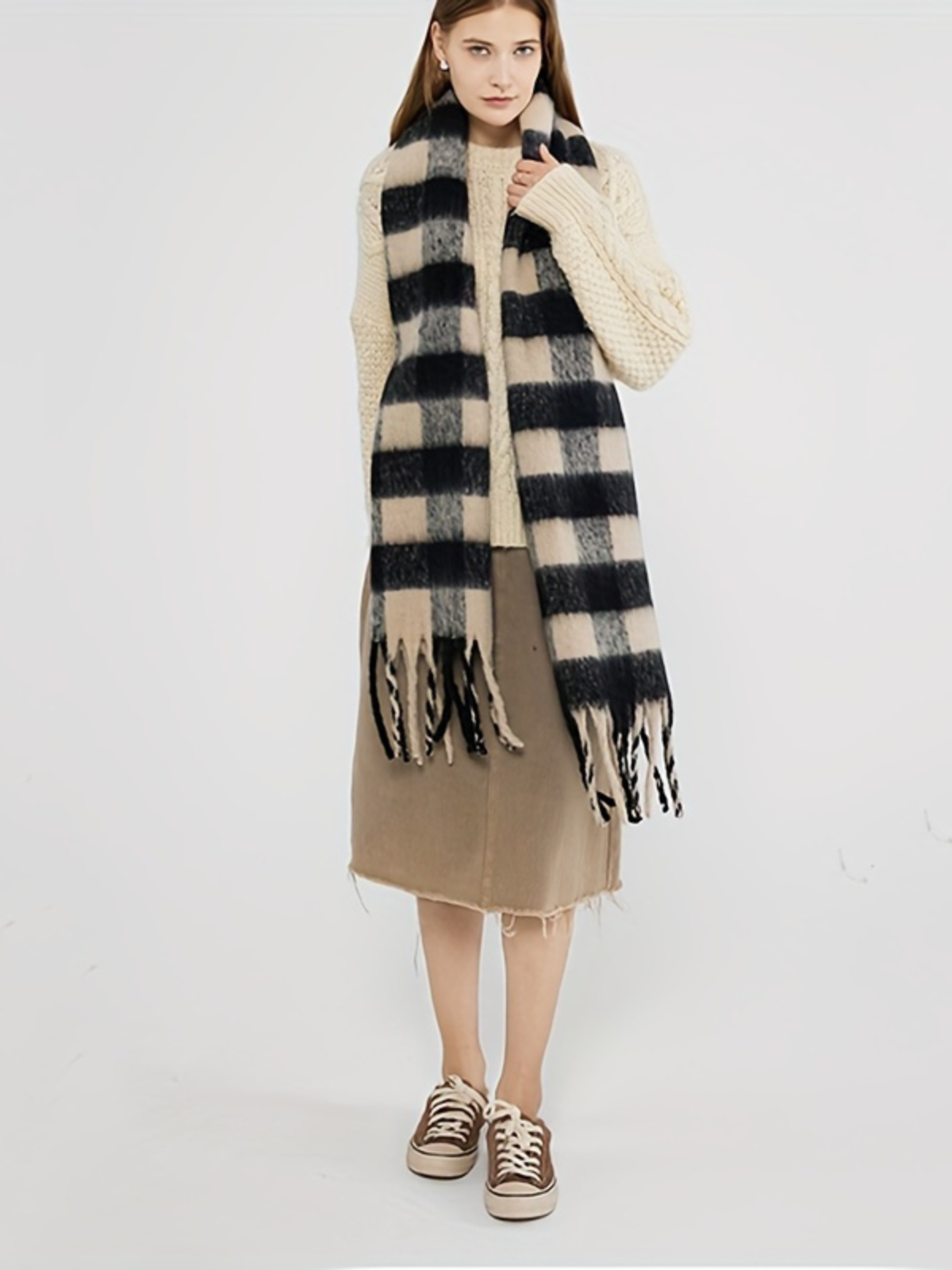 Vintage Ruit Cozy Sjaal