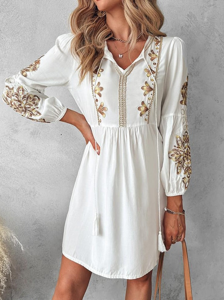 White summer dress with print