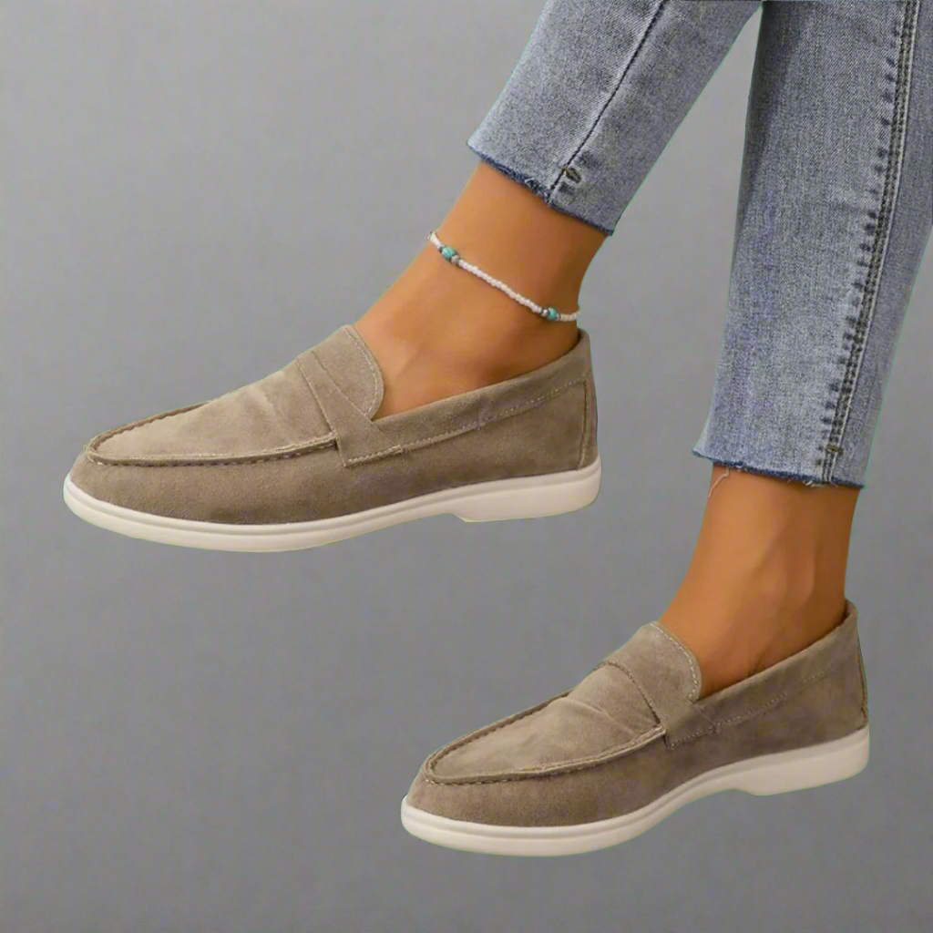 beige casual loafers