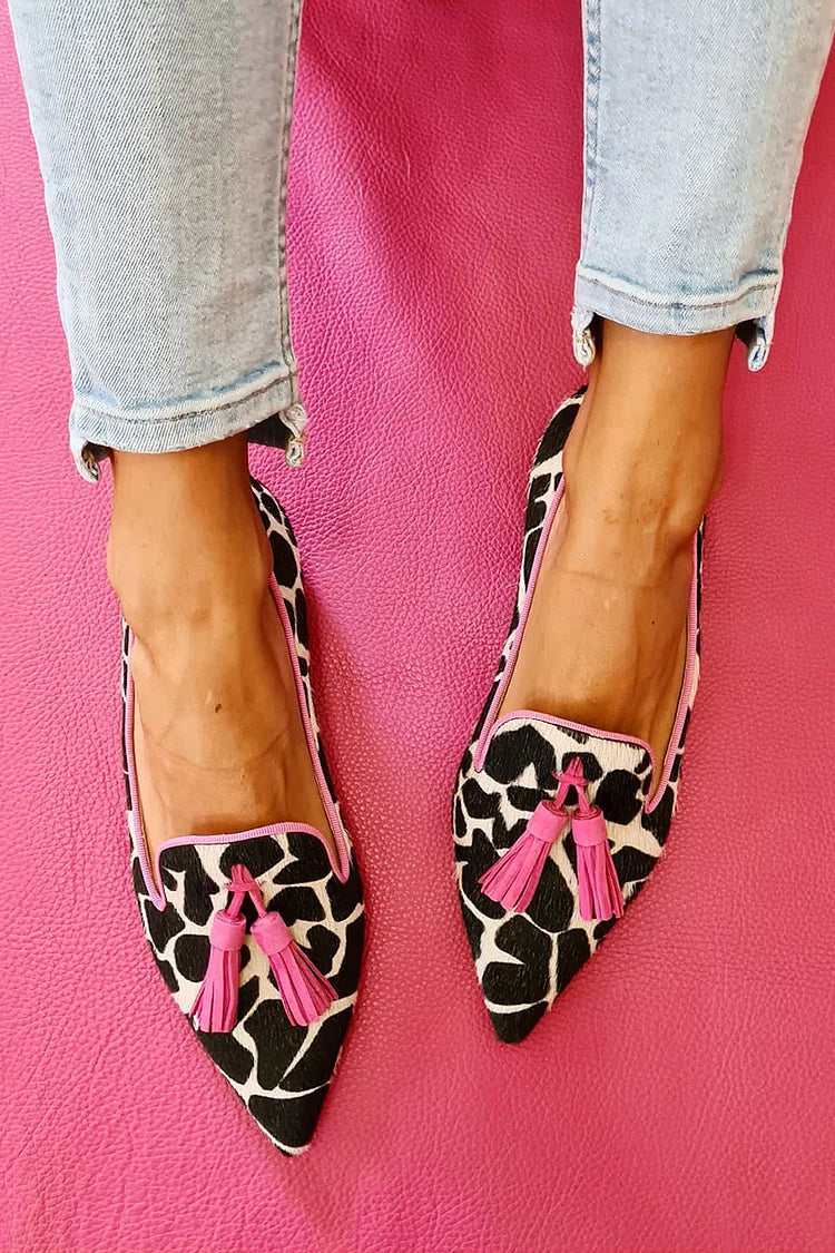 Zebra print elegant loafers with pointed toe