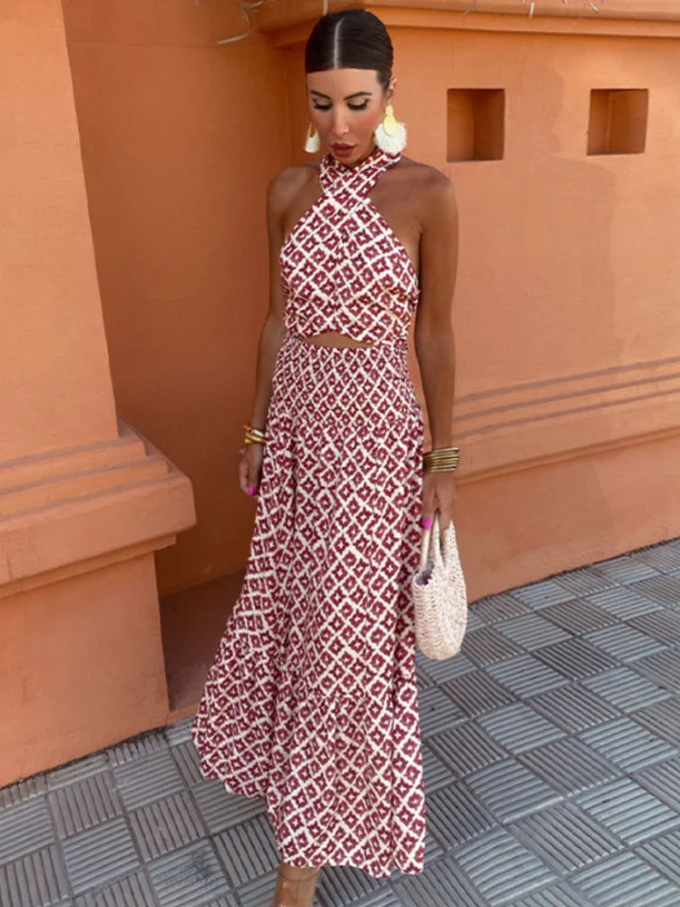 Halterneck maxi-dress