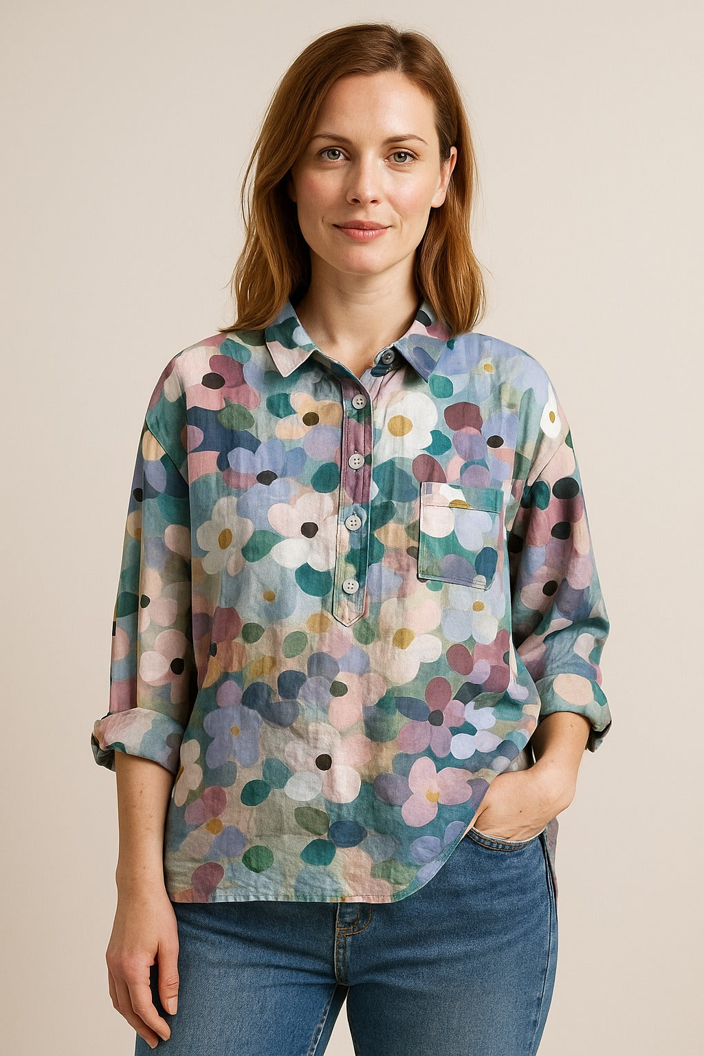 Licia | Multicolor floral print blouse