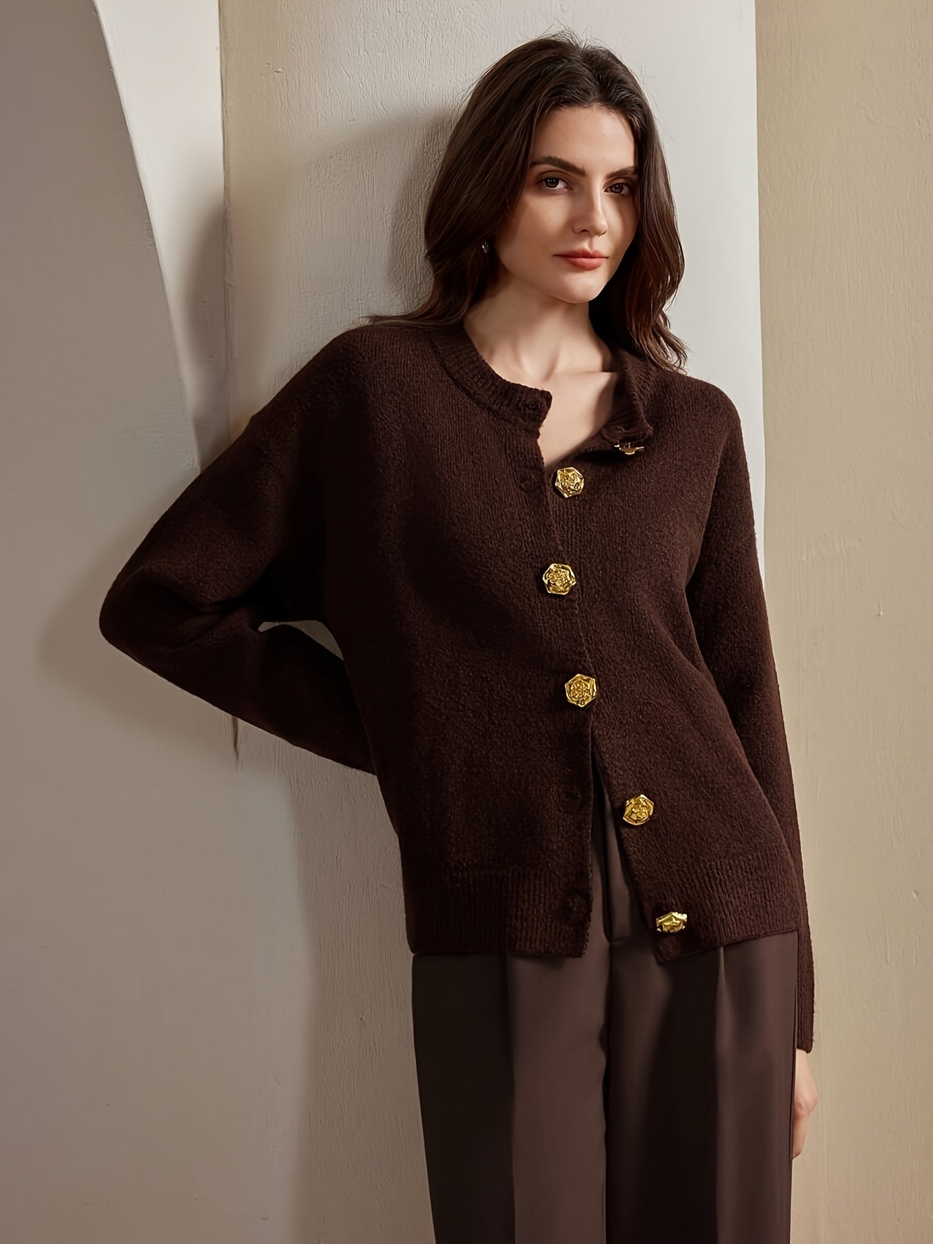 Brown button-up cardigan