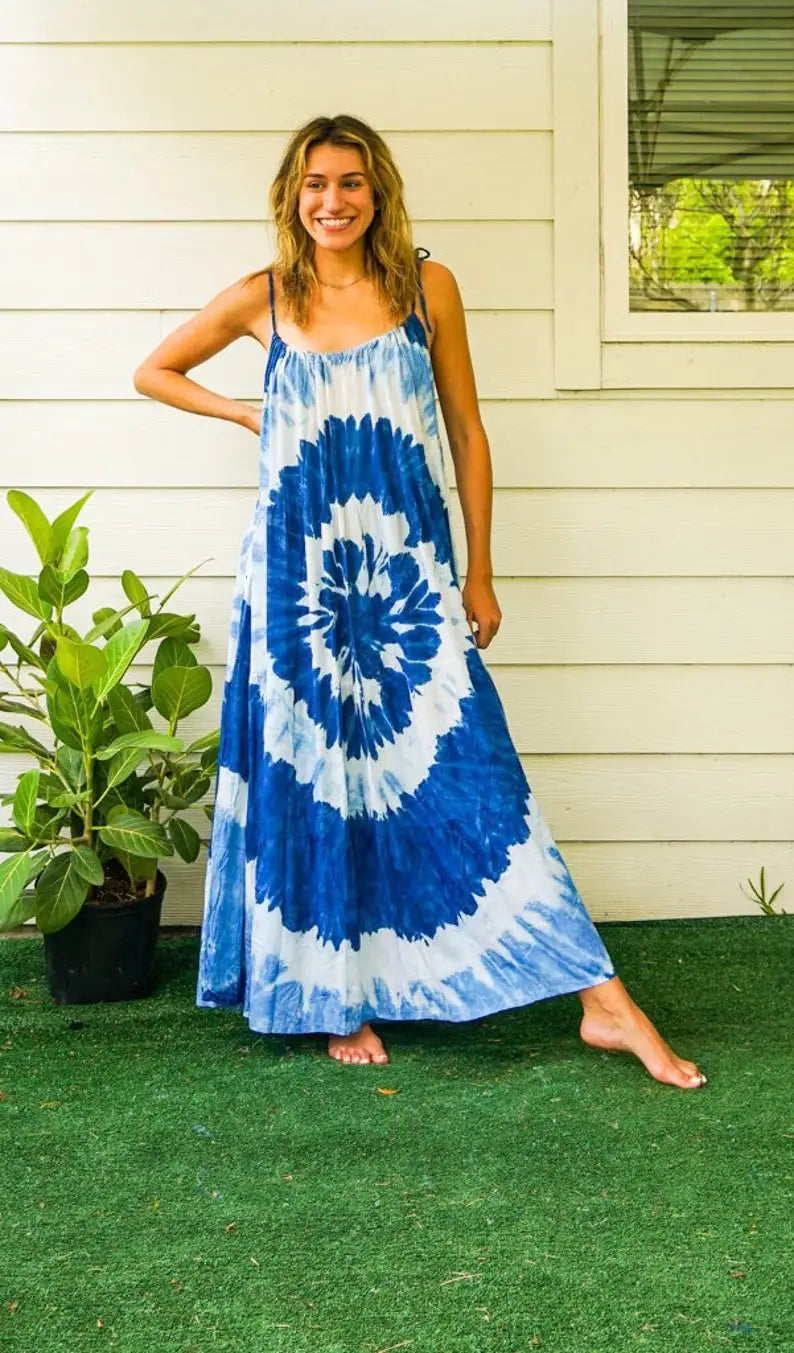 Blue tie-dye dress