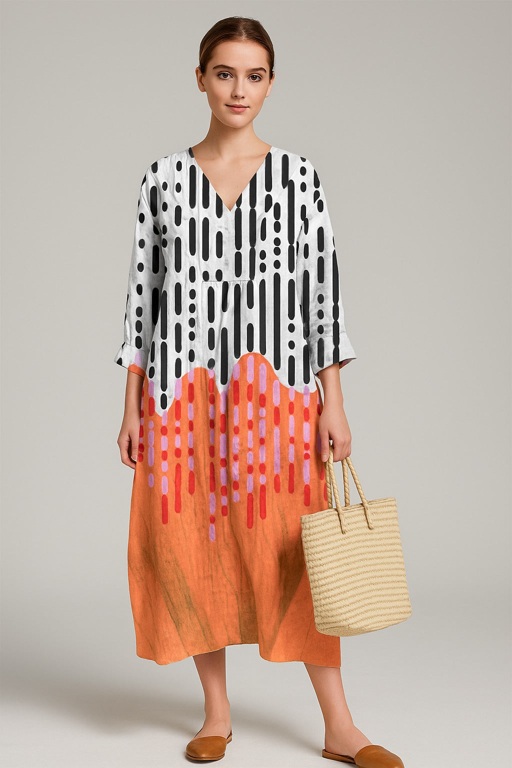 Midi dress with graphic print