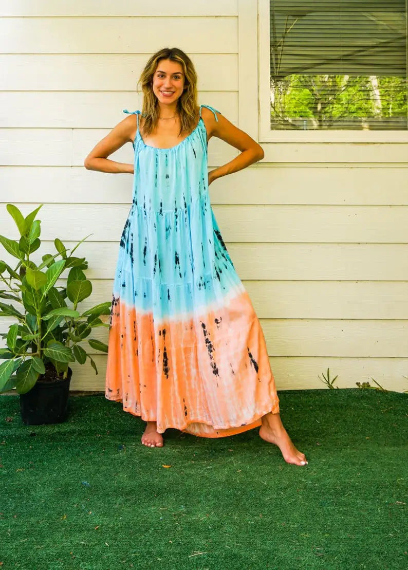 Blue Sunset | Tie-Dye Maxi Jurk