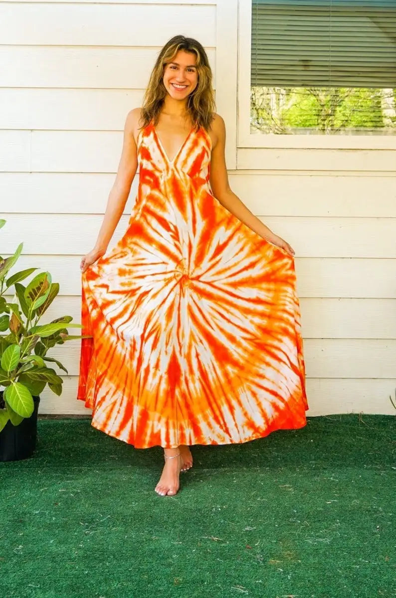 Sunburst Glow | Tie-Dye Maxi Jurk