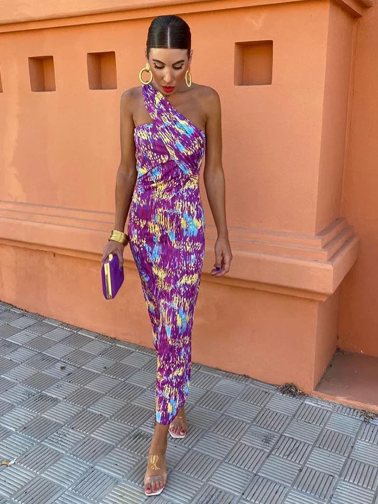 Mosaic | One‑shoulder midi-jurk