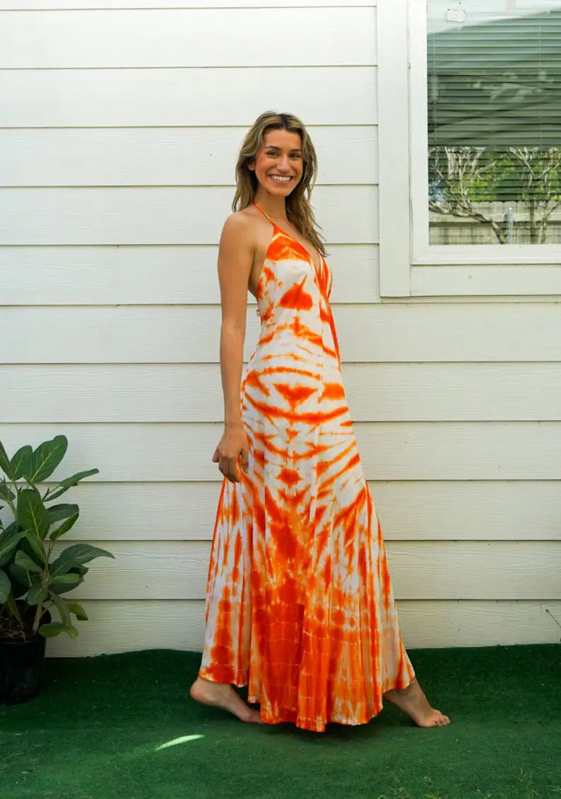 Sunburst Glow | Tie-Dye Maxi Jurk