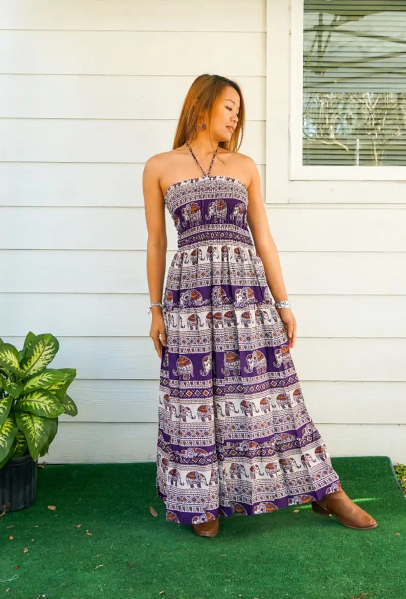 Purple Safari Tie-Dye Maxi Jurk