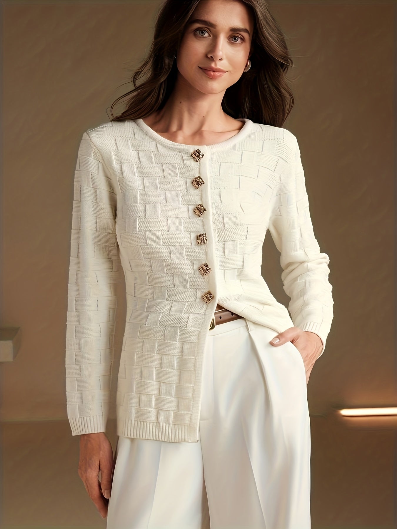 Cardigan with geometric pattern