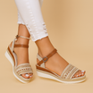 Beige strappy Wedge Sandals