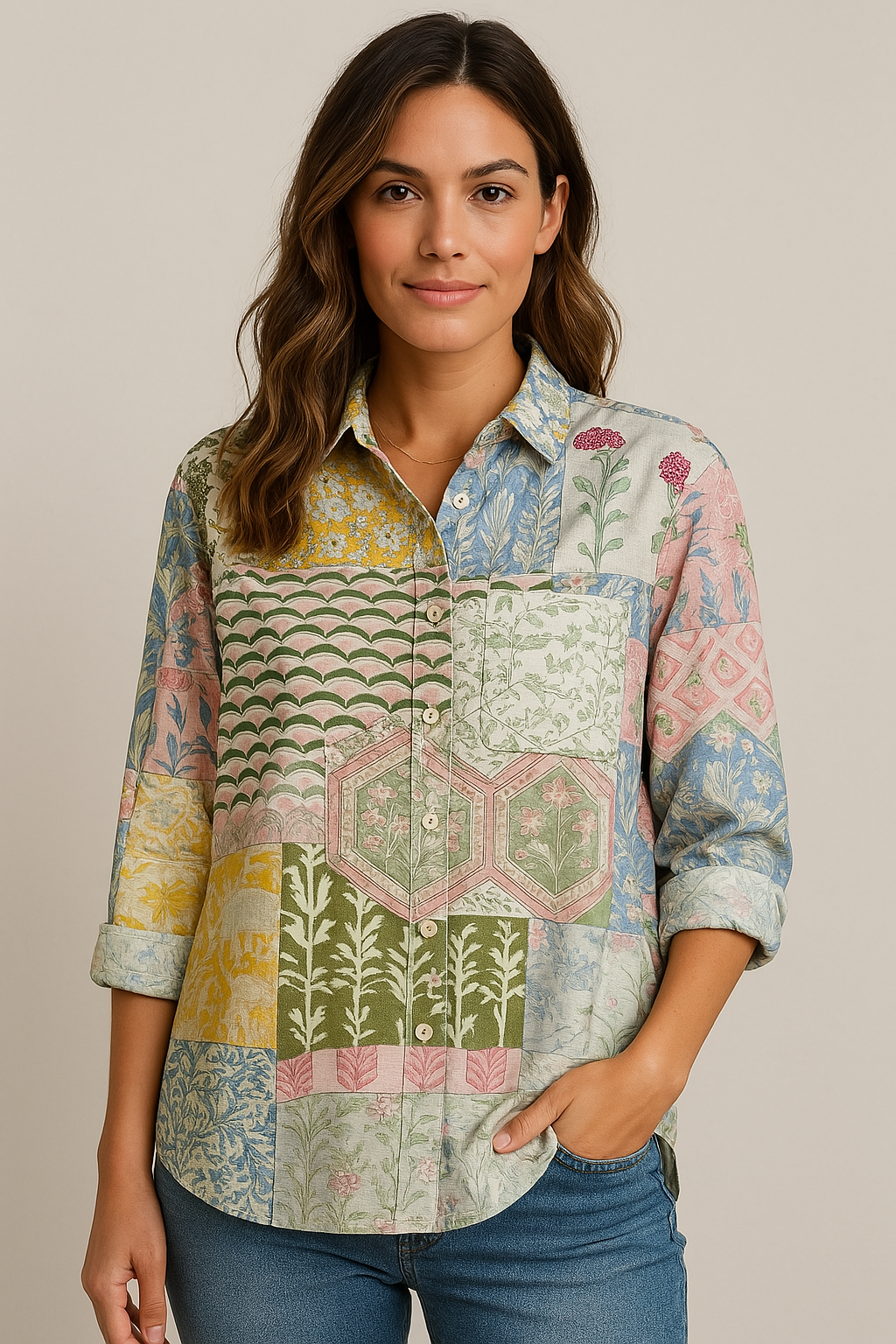 Patchwork floral shirt