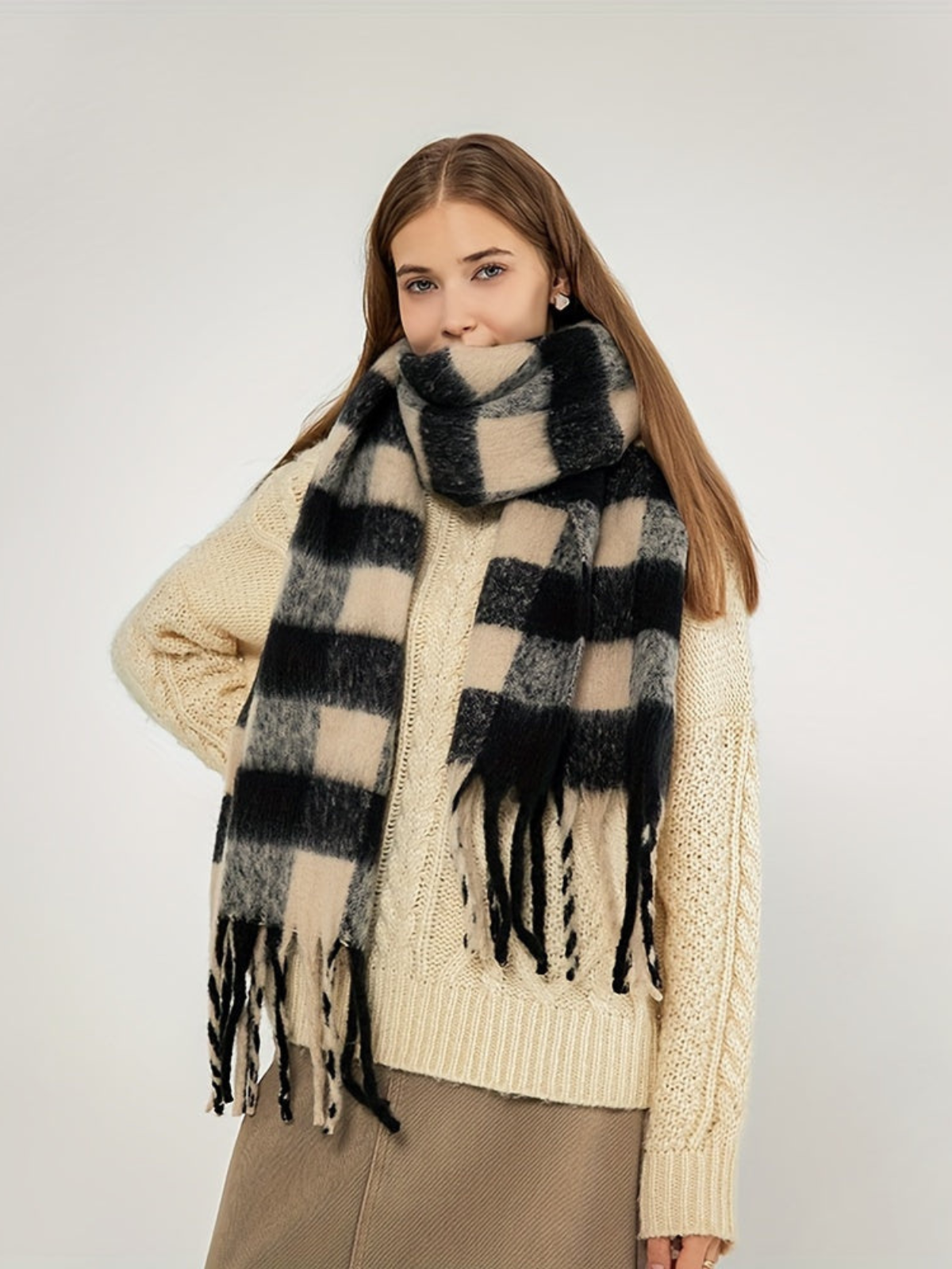 Vintage Ruit Cozy Sjaal