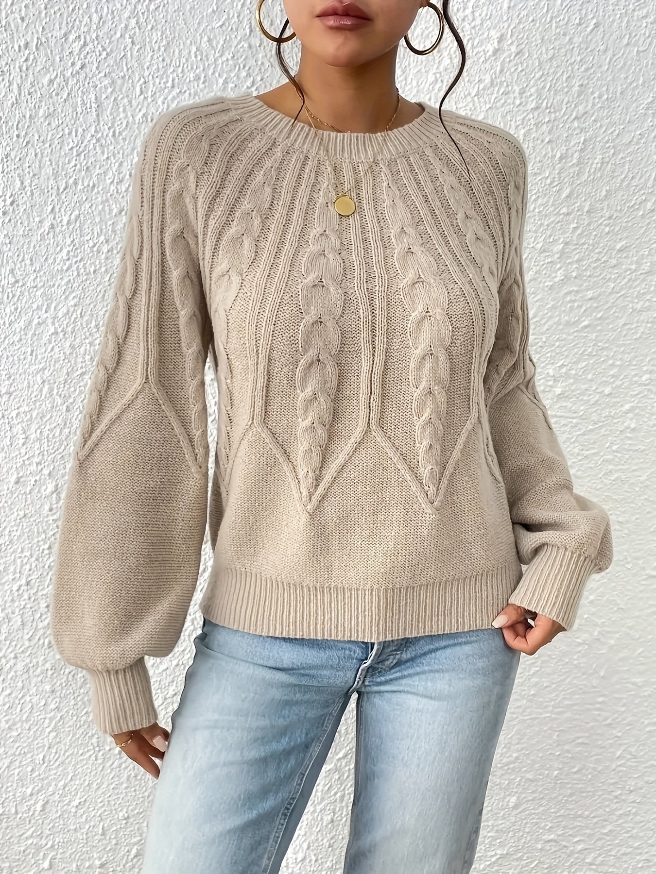 Kimber | cable-knit jumper with lantern sleeves