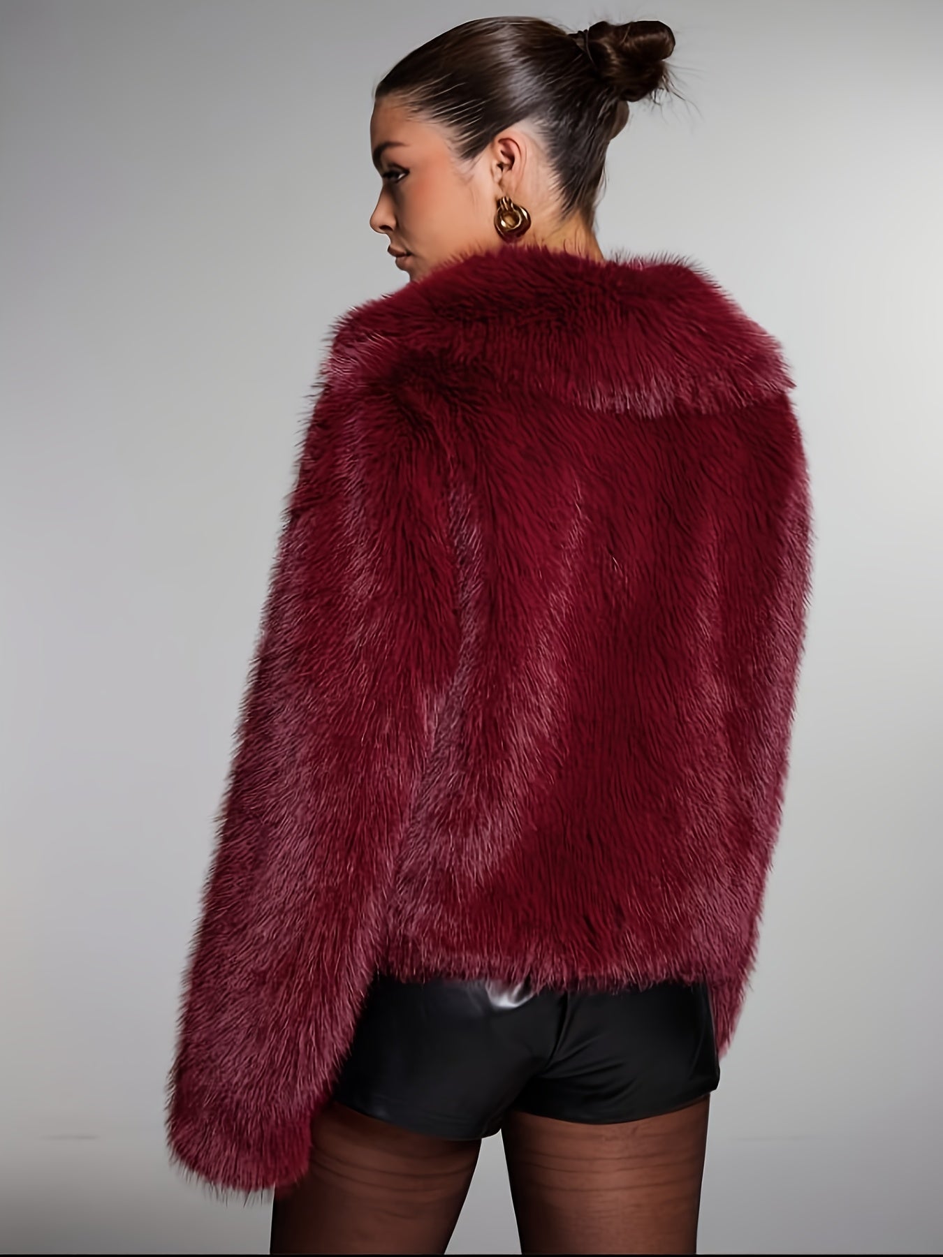 Sera | Bordeaux faux fur cropped jacket