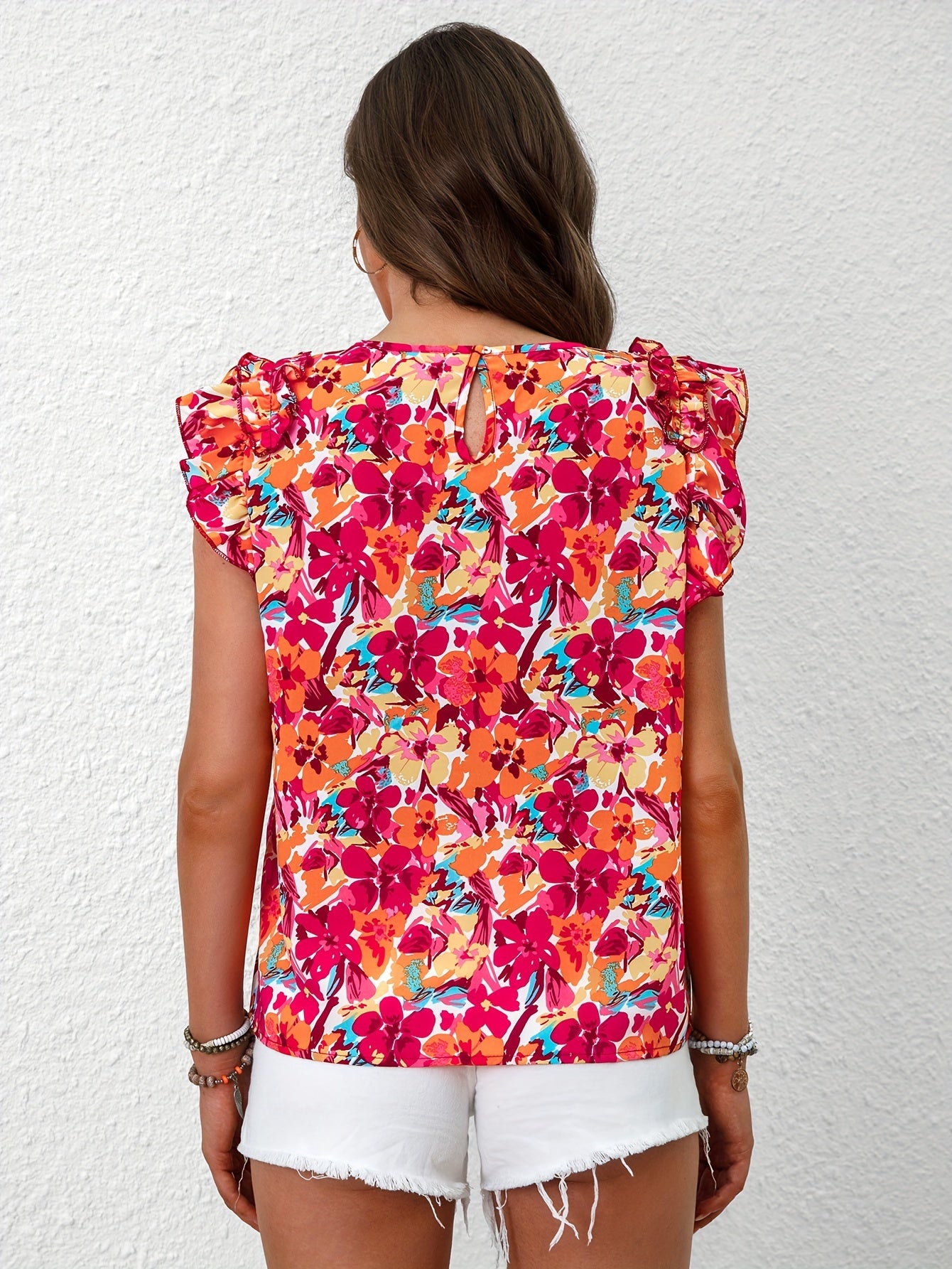 Lyvia | Floral print blouse with ruffles