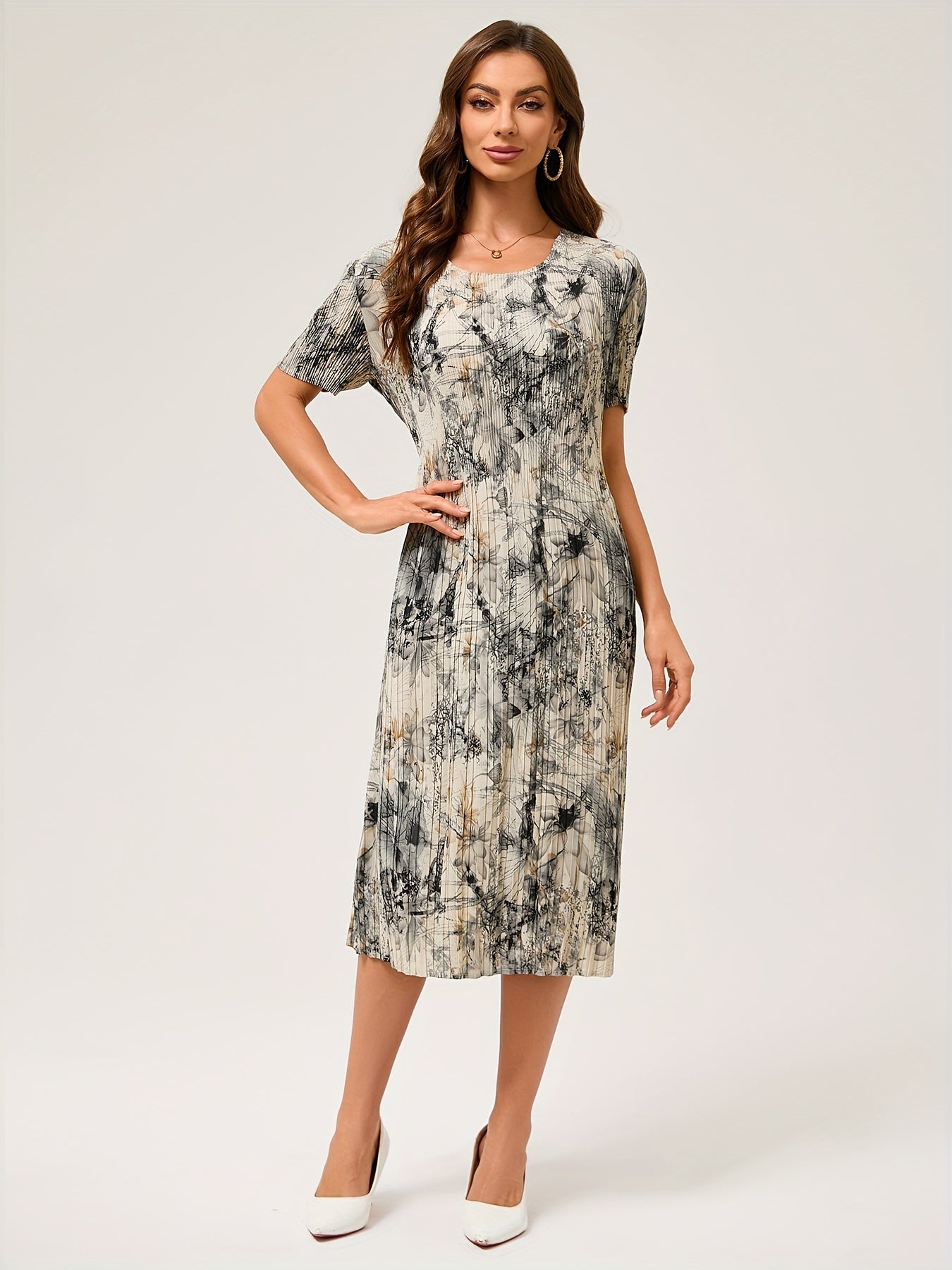 Rosy | Midi jurk met print