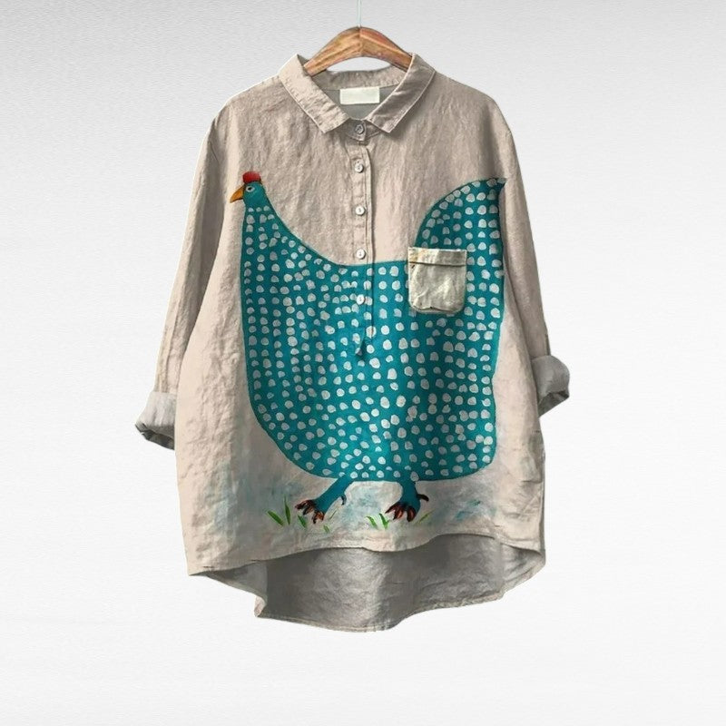 Aly | Blouse met kip‑print