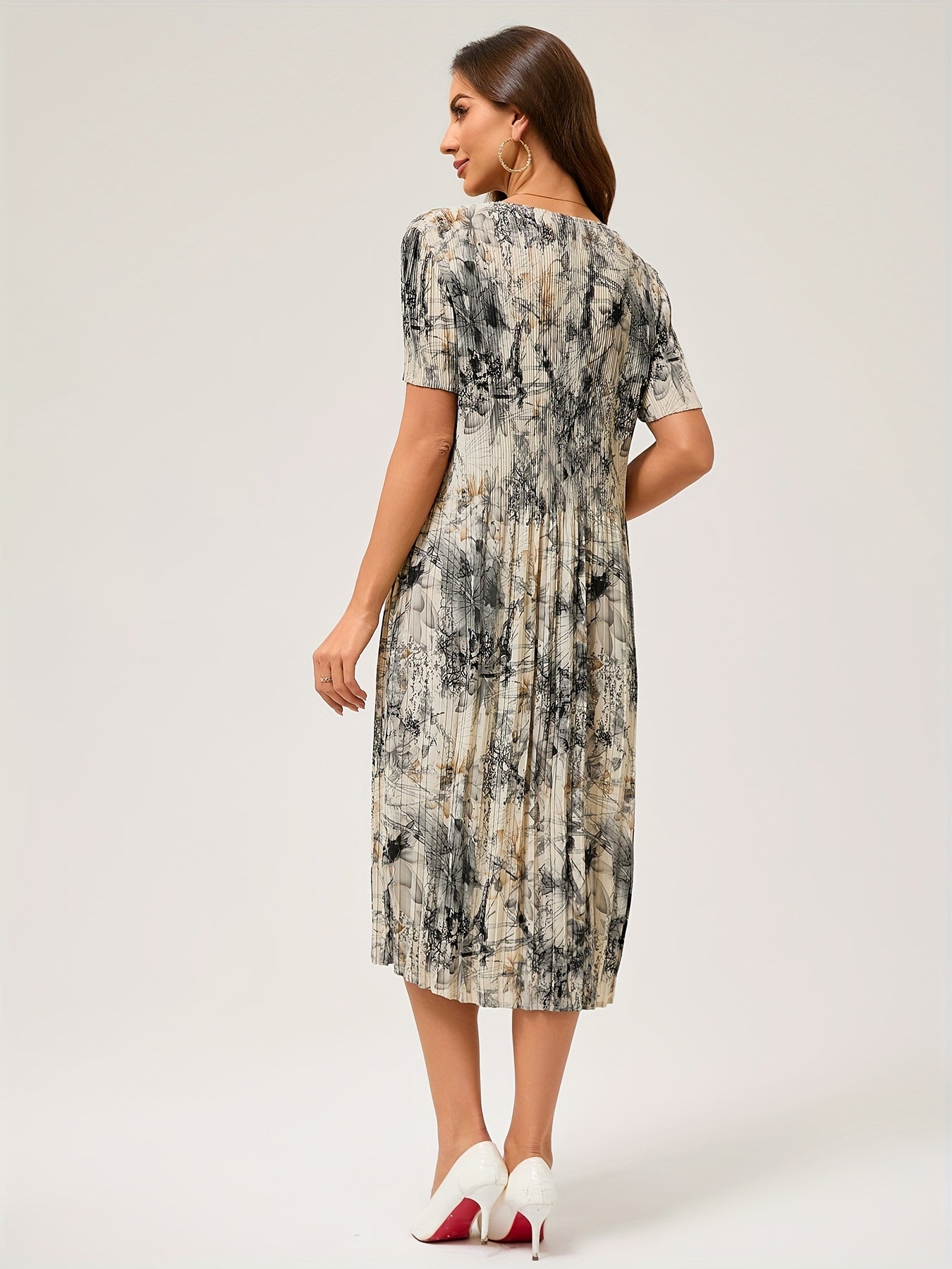 Rosy | Midi jurk met print