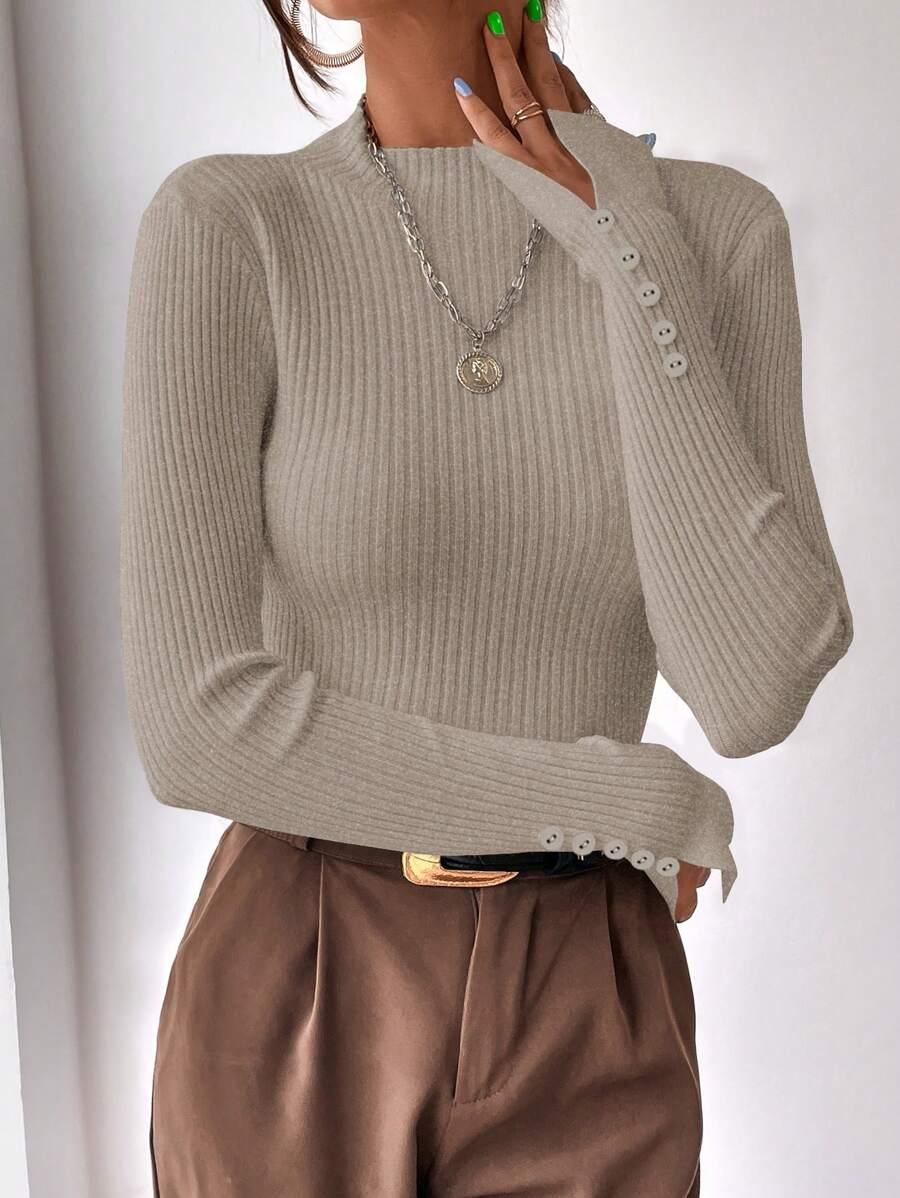 Joani | Ribbed mock neck sweater