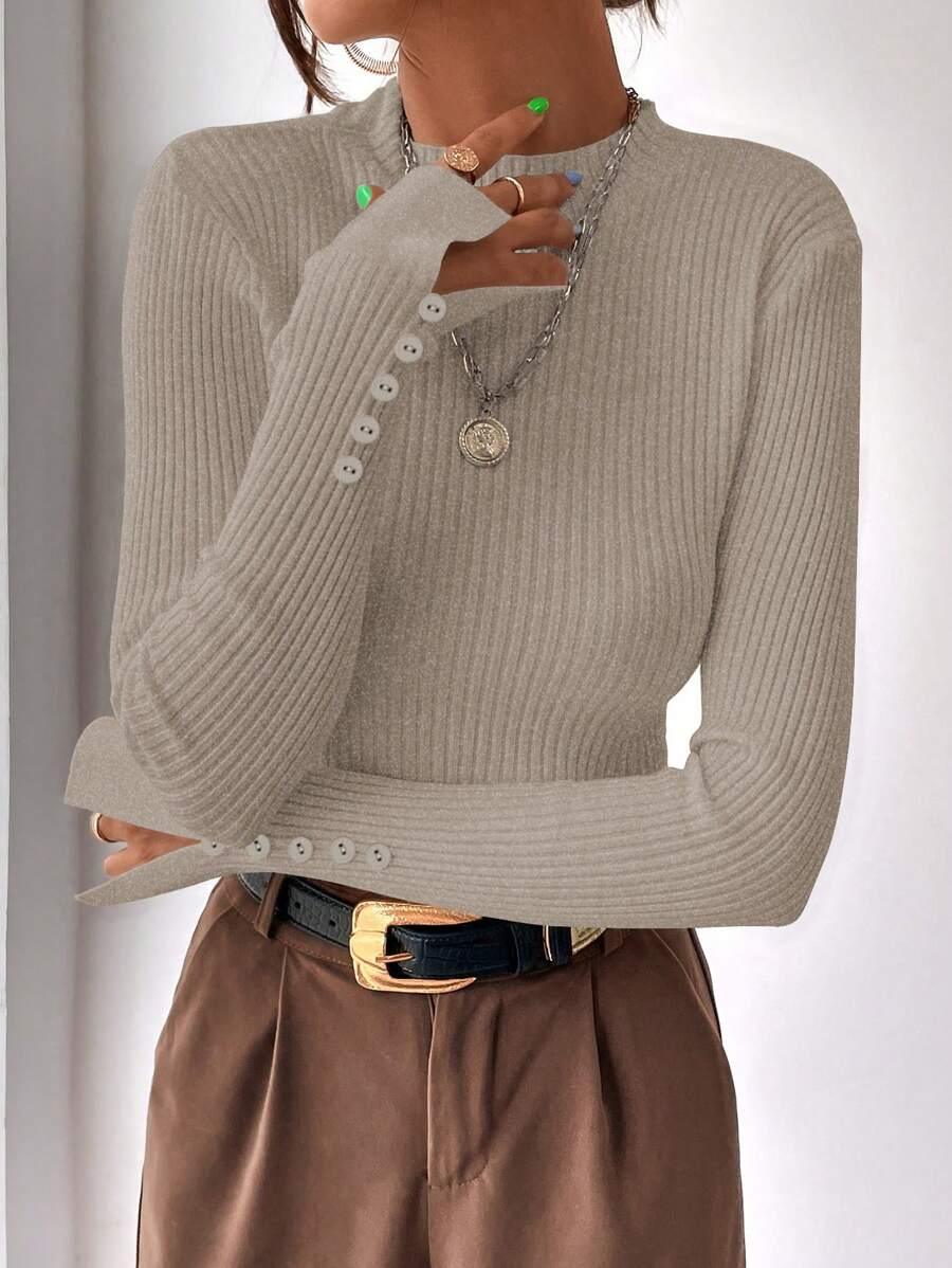 Joani | Ribbed mock neck sweater