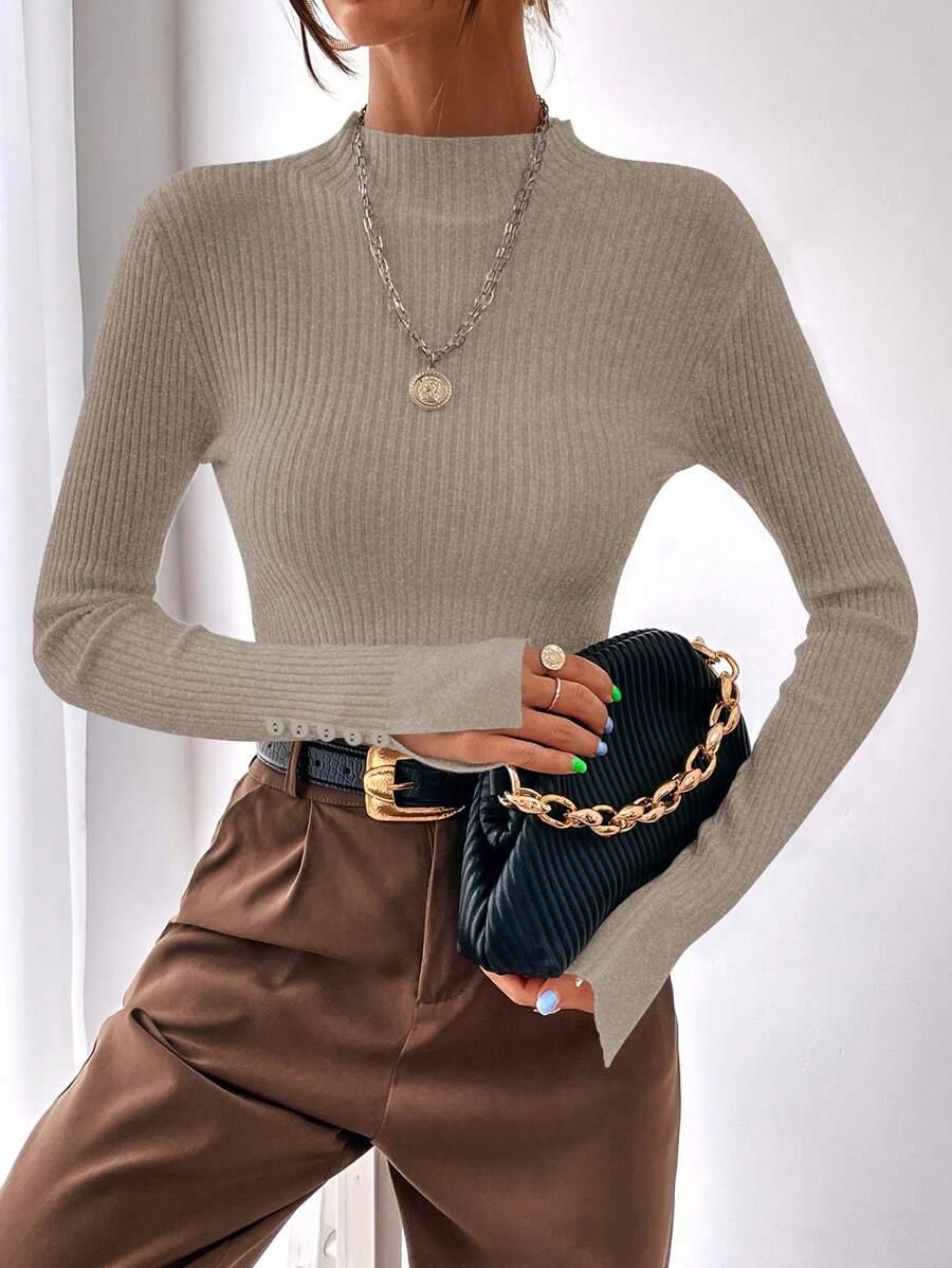 Joani | Ribbed mock neck sweater