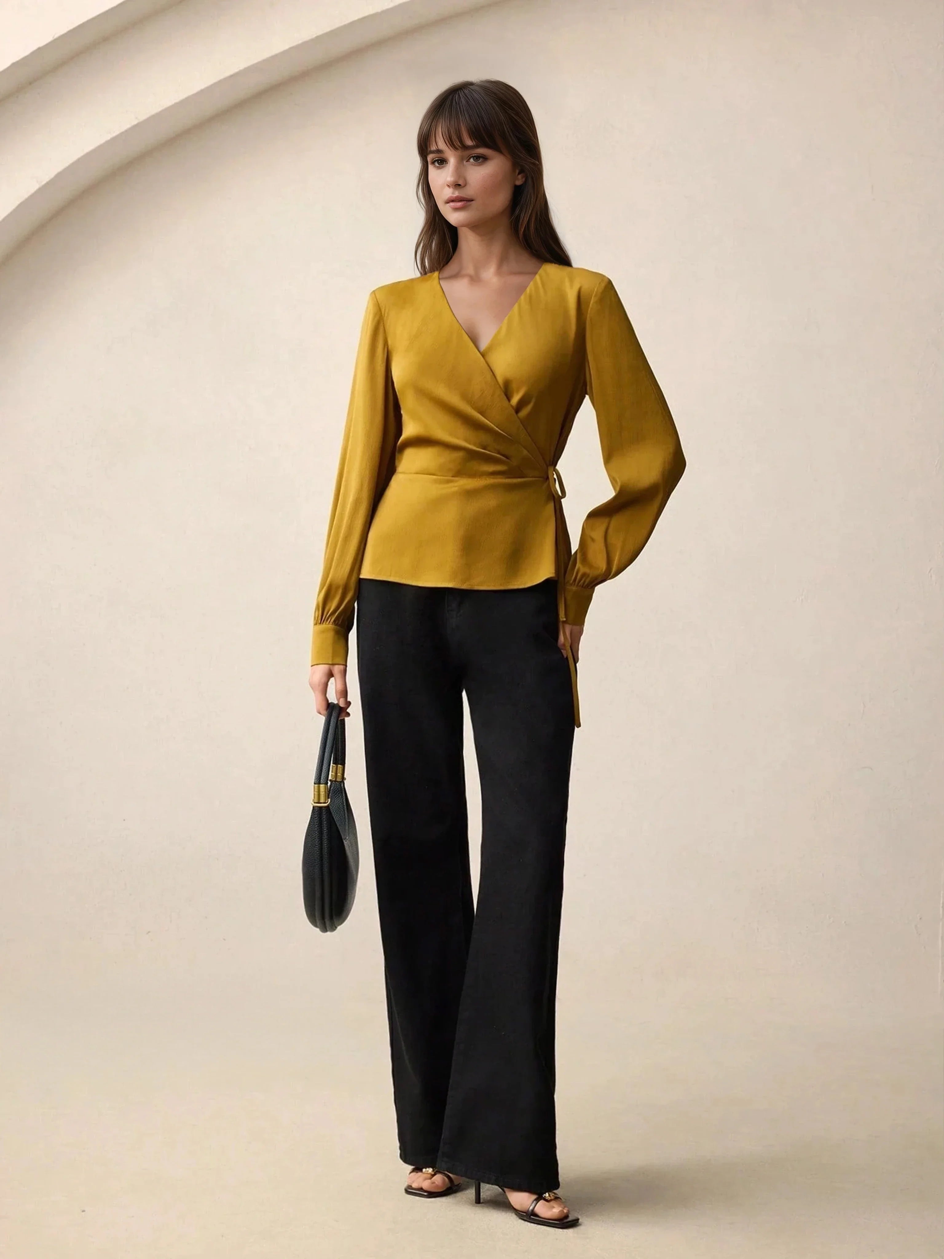 Talya | Satin blouse with V-neck