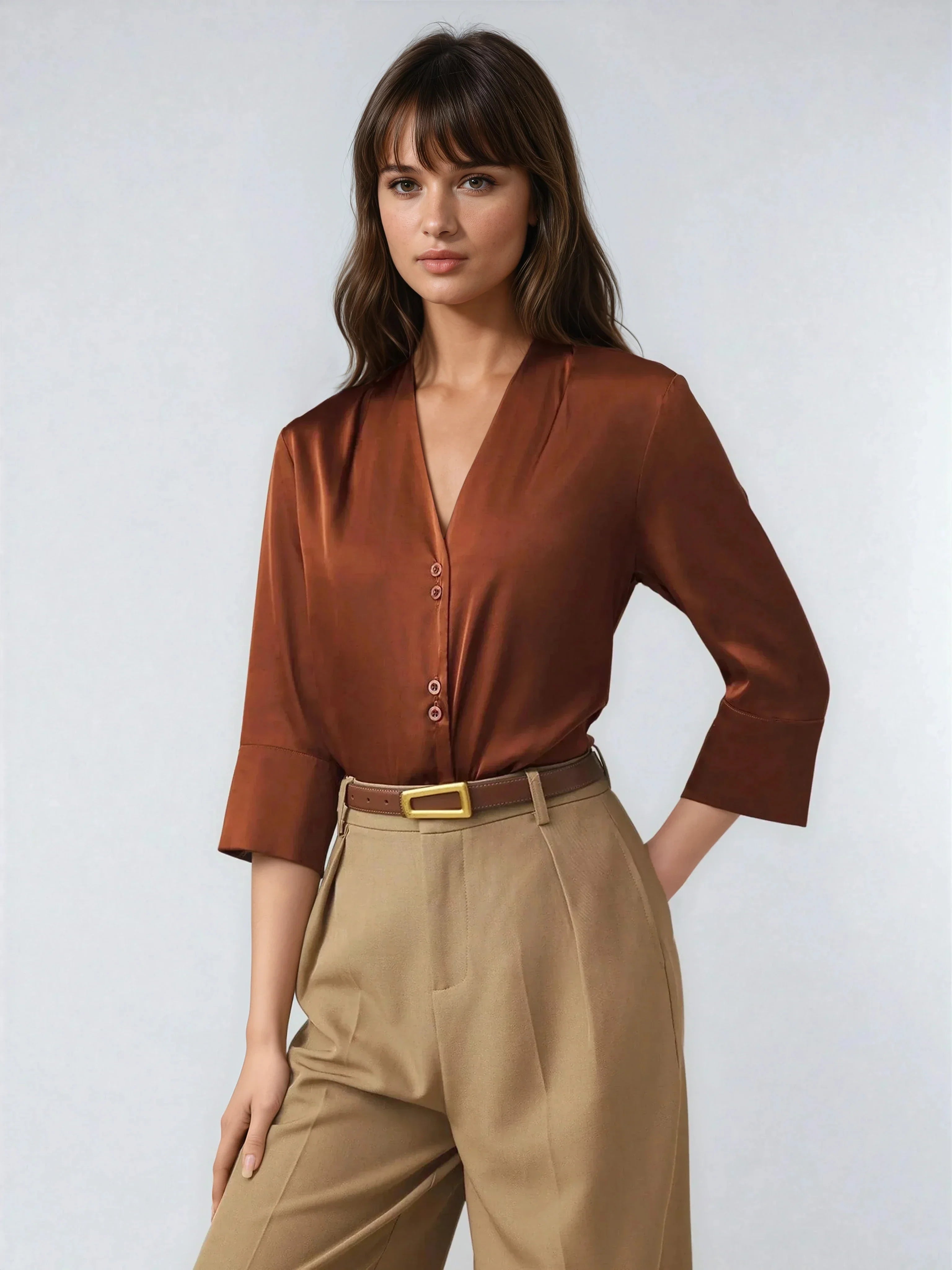 Tirza | Satin top with bracelet sleeves