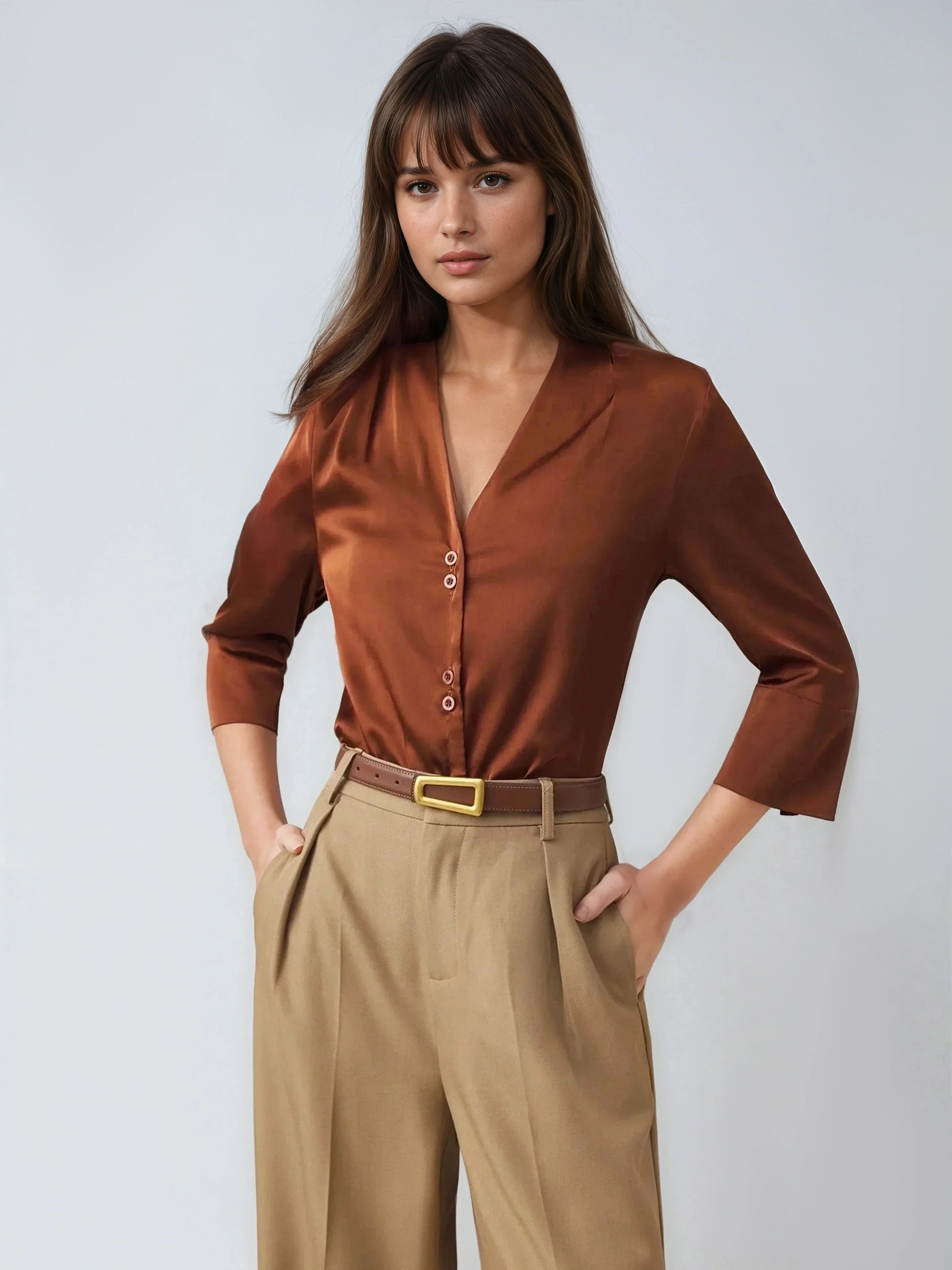 Tirza | Satin top with bracelet sleeves