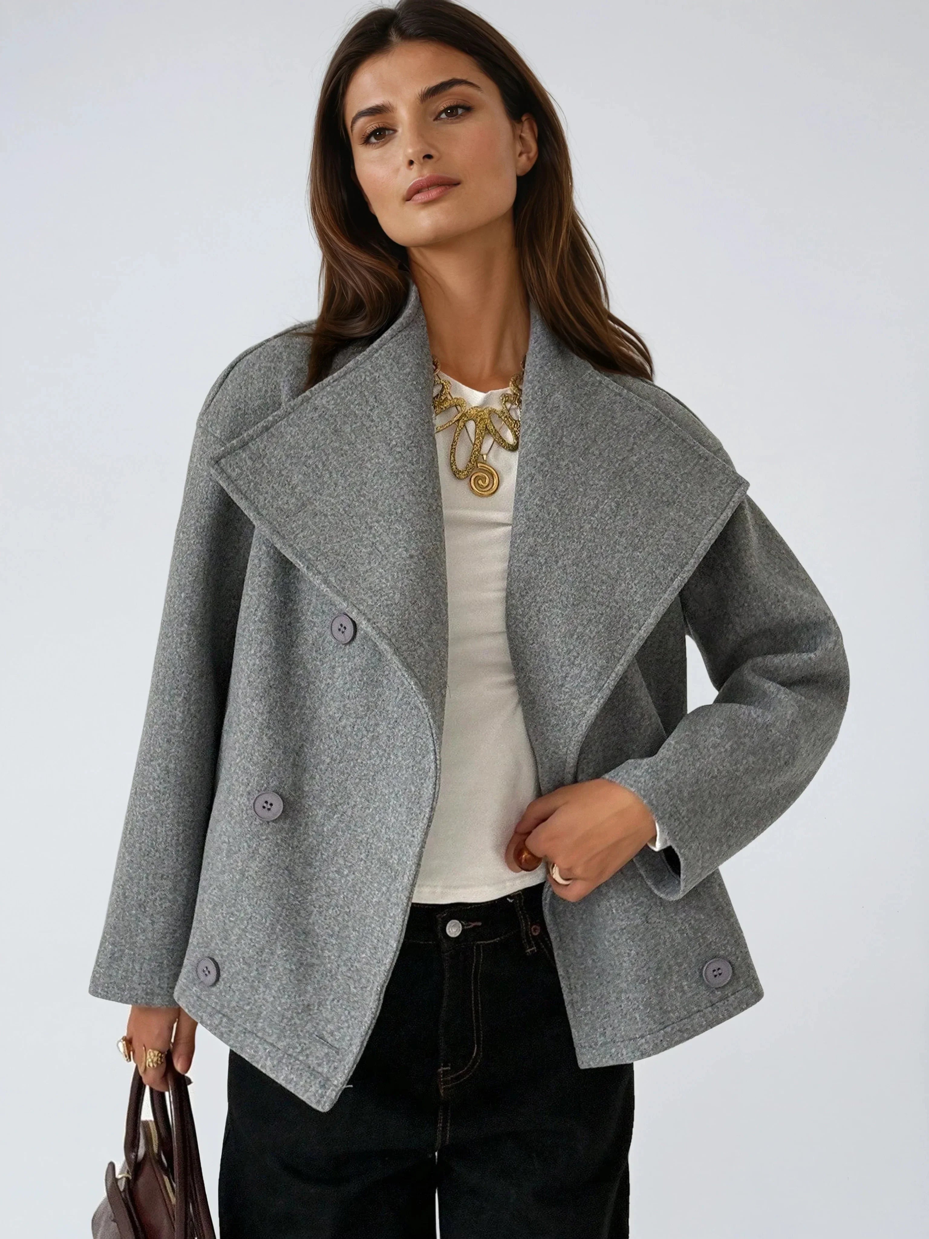 Selenay | Double breasted overcoat with pockets