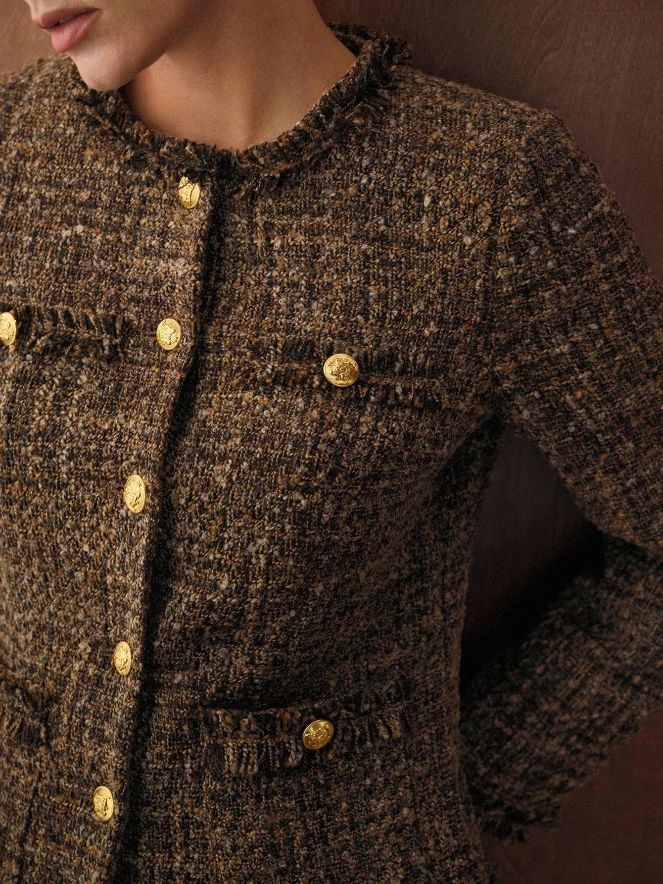 Salisa | Lined tweed knit cardigan