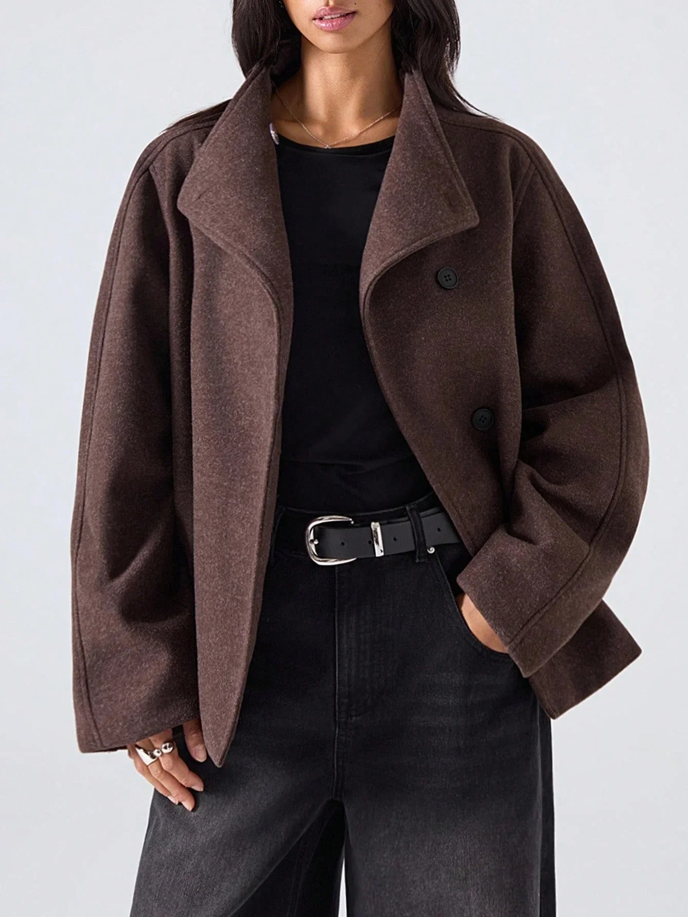 Stella | Woollen coat with double button fastening