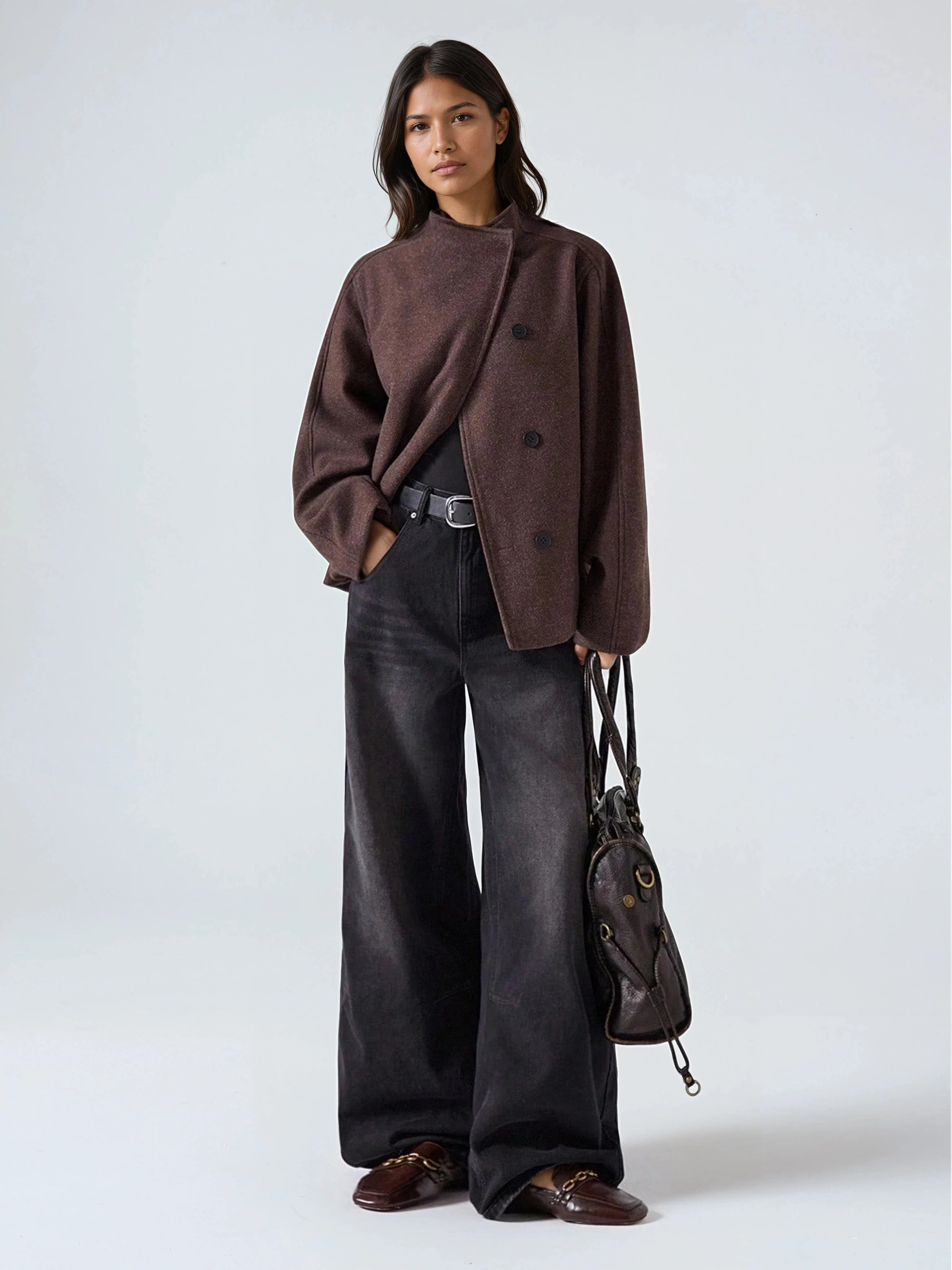 Stella | Woollen coat with double button fastening