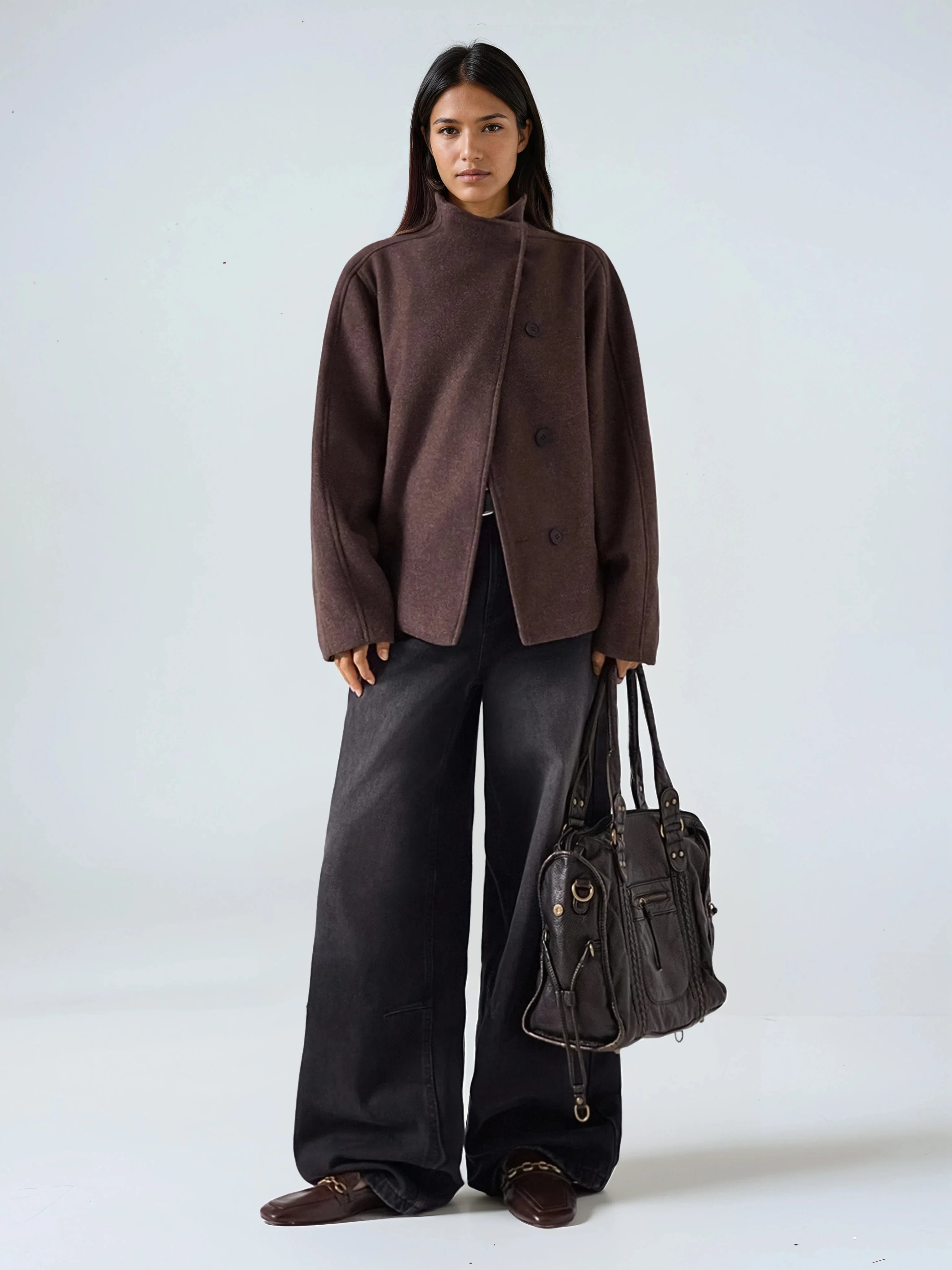 Stella | Woollen coat with double button fastening