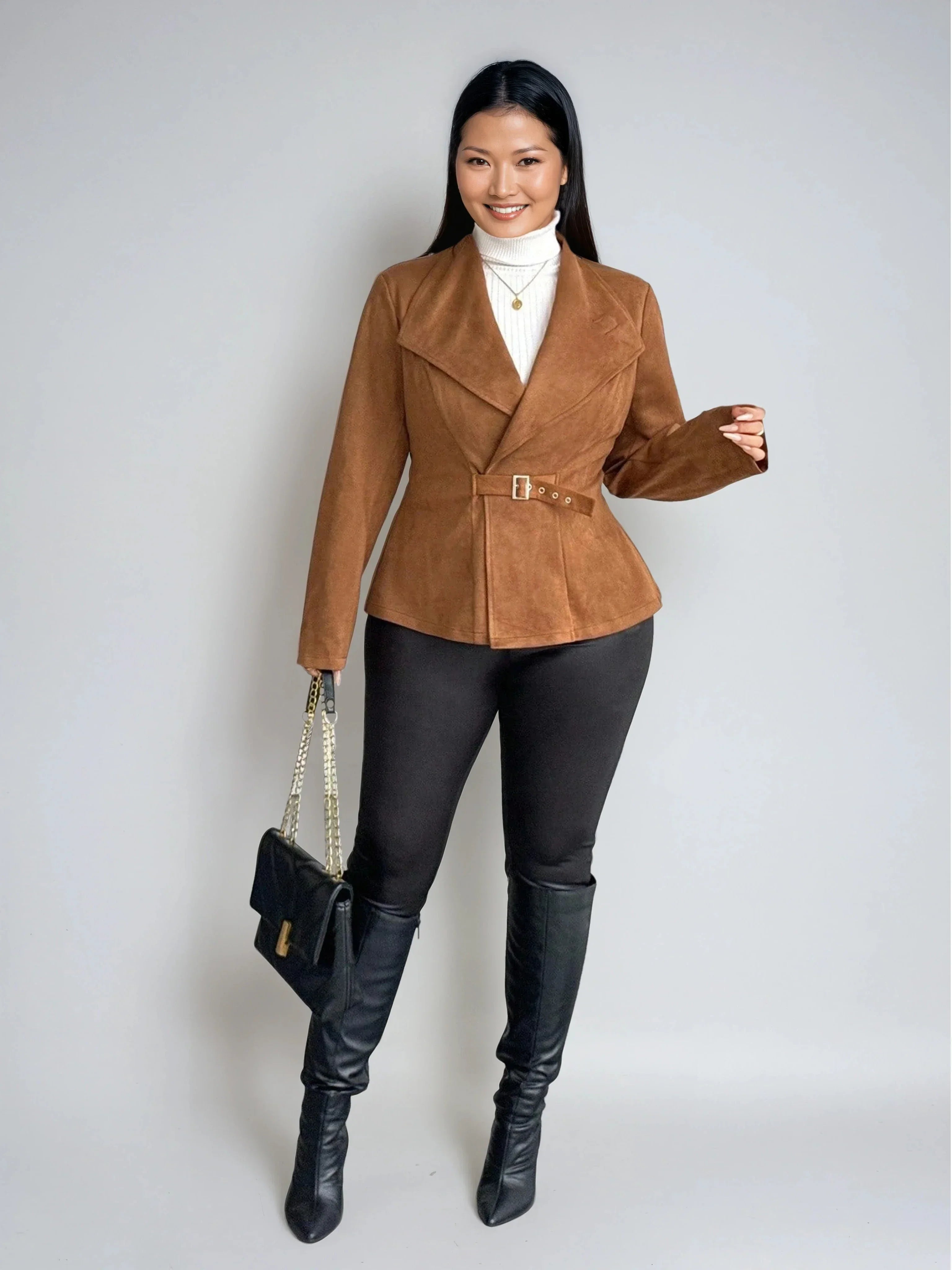 Safija | Brown suede-look blazer