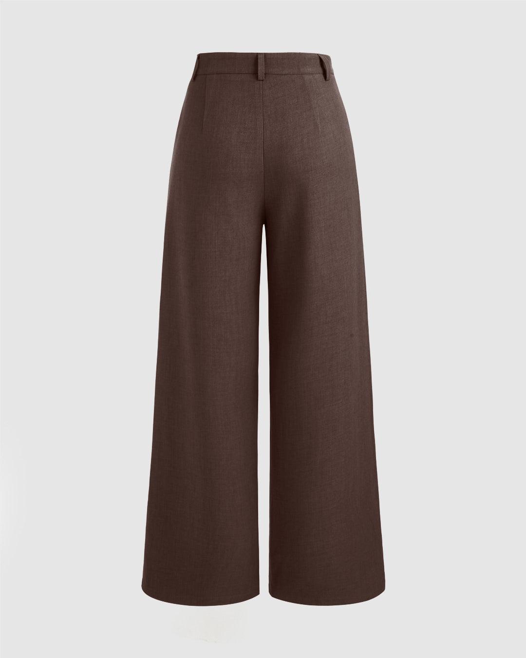 Cocoa brown straight-leg trousers