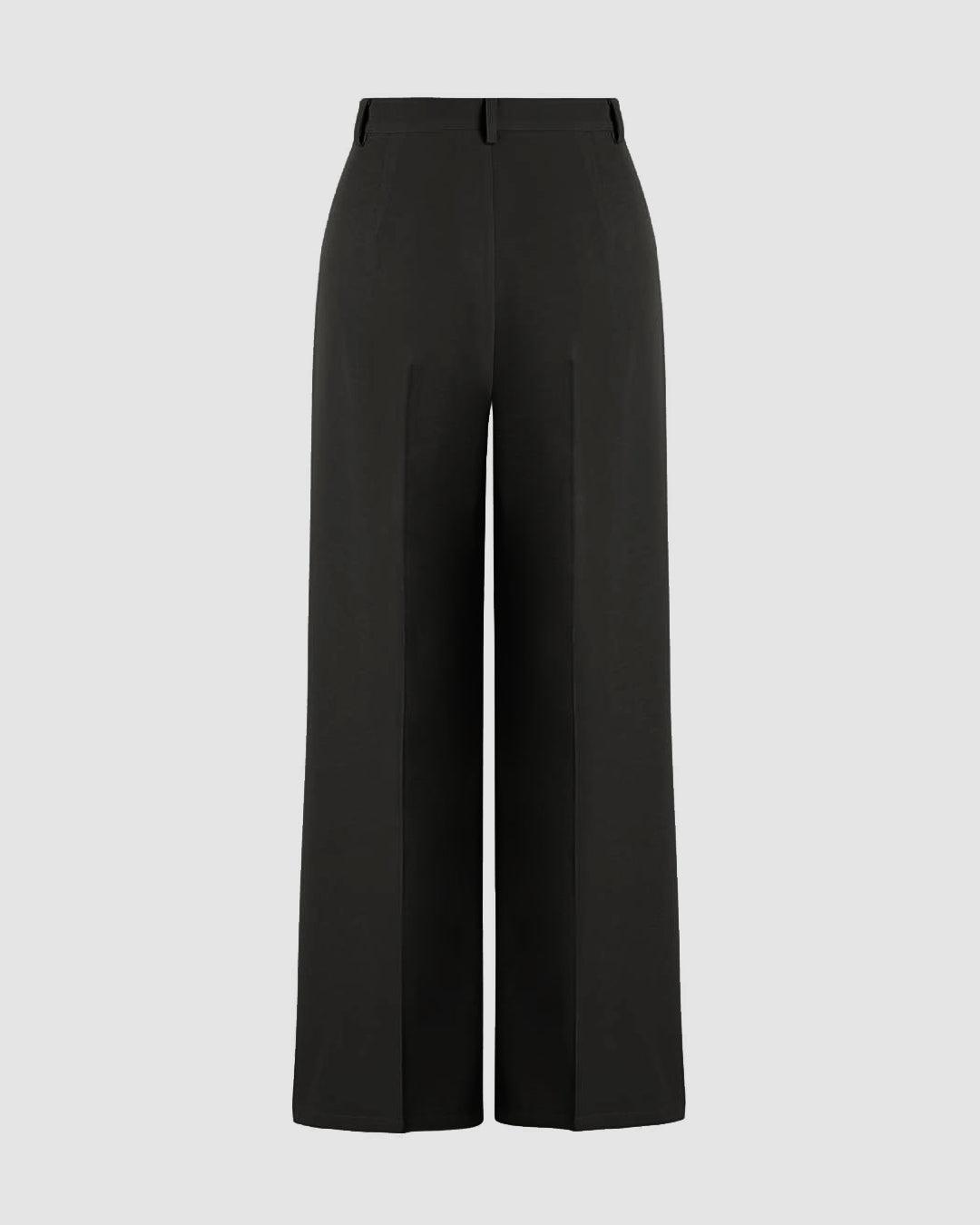 Pleated wide-leg trousers in black